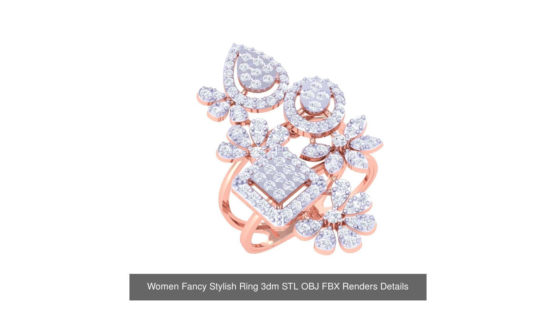 80 Fancy Stylish Ring 3dm STL OBJ FBX Renders Details Collection _13