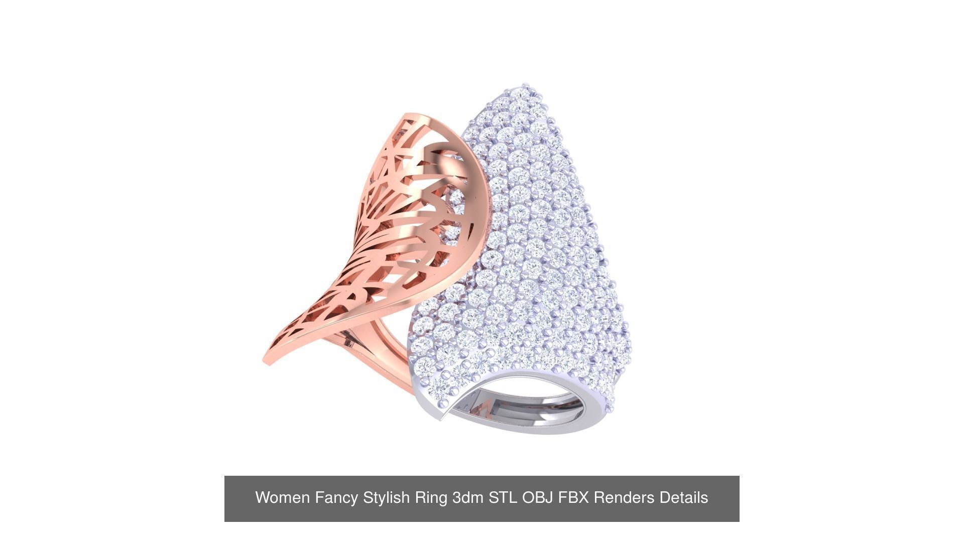 80 Fancy Stylish Ring 3dm STL OBJ FBX Renders Details Collection _25