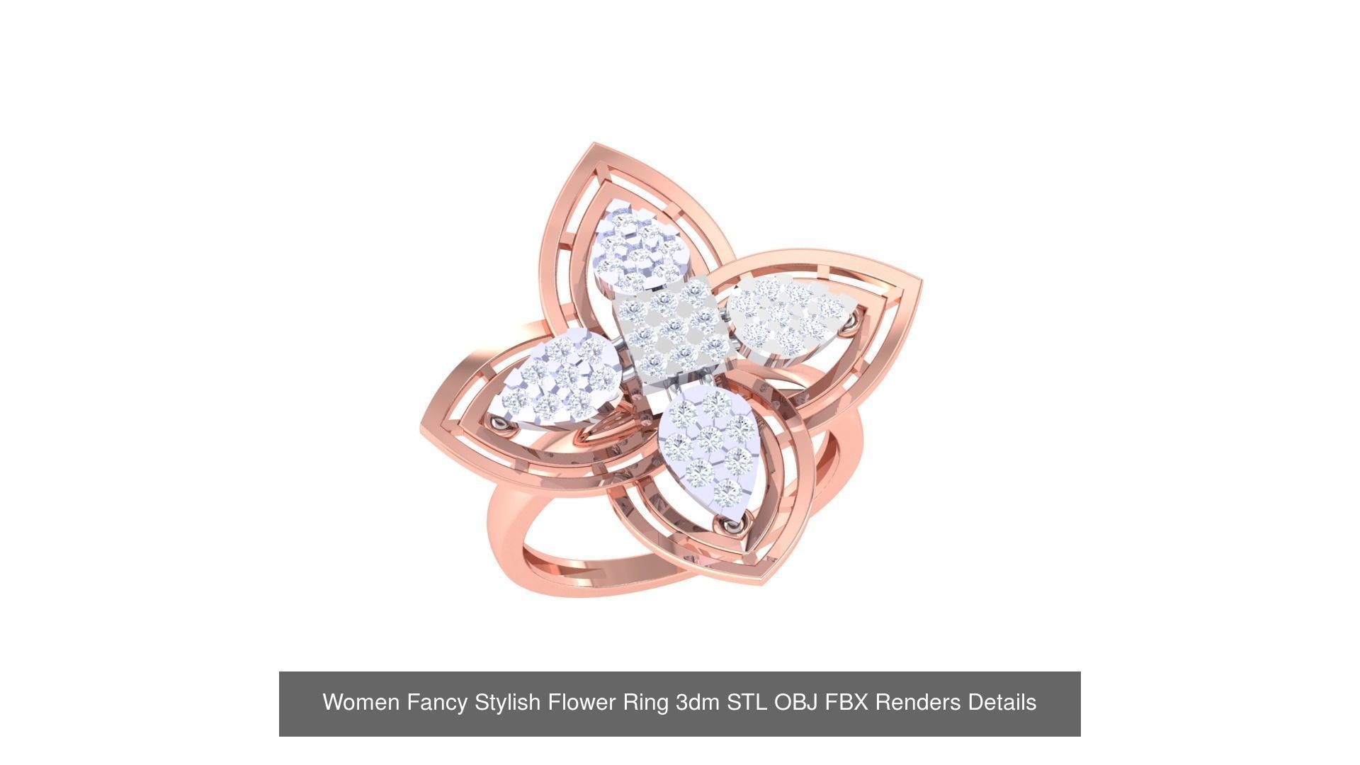 80 Fancy Stylish Ring 3dm STL OBJ FBX Renders Details Collection _73