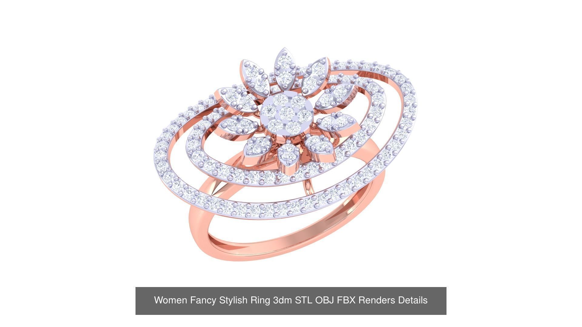 80 Fancy Stylish Ring 3dm STL OBJ FBX Renders Details Collection _39
