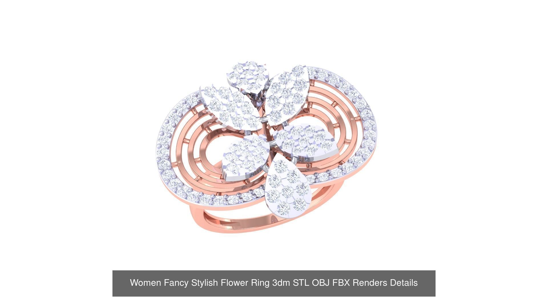 80 Fancy Stylish Ring 3dm STL OBJ FBX Renders Details Collection _81