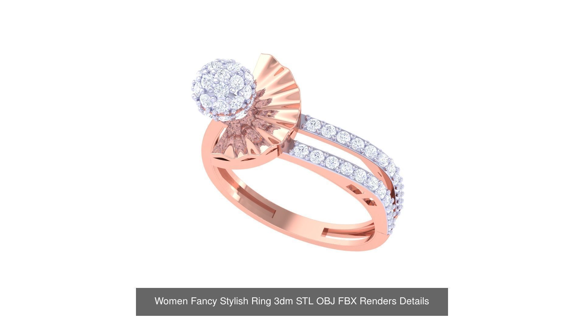 80 Fancy Stylish Ring 3dm STL OBJ FBX Renders Details Collection _78