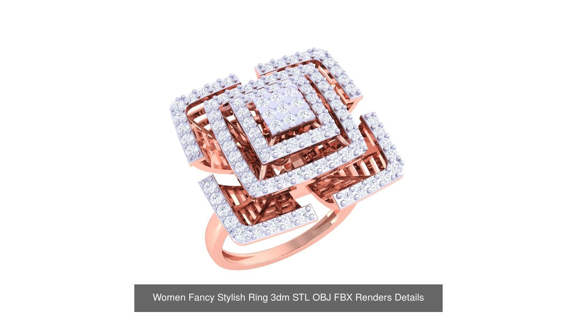 80 Fancy Stylish Ring 3dm STL OBJ FBX Renders Details Collection _55