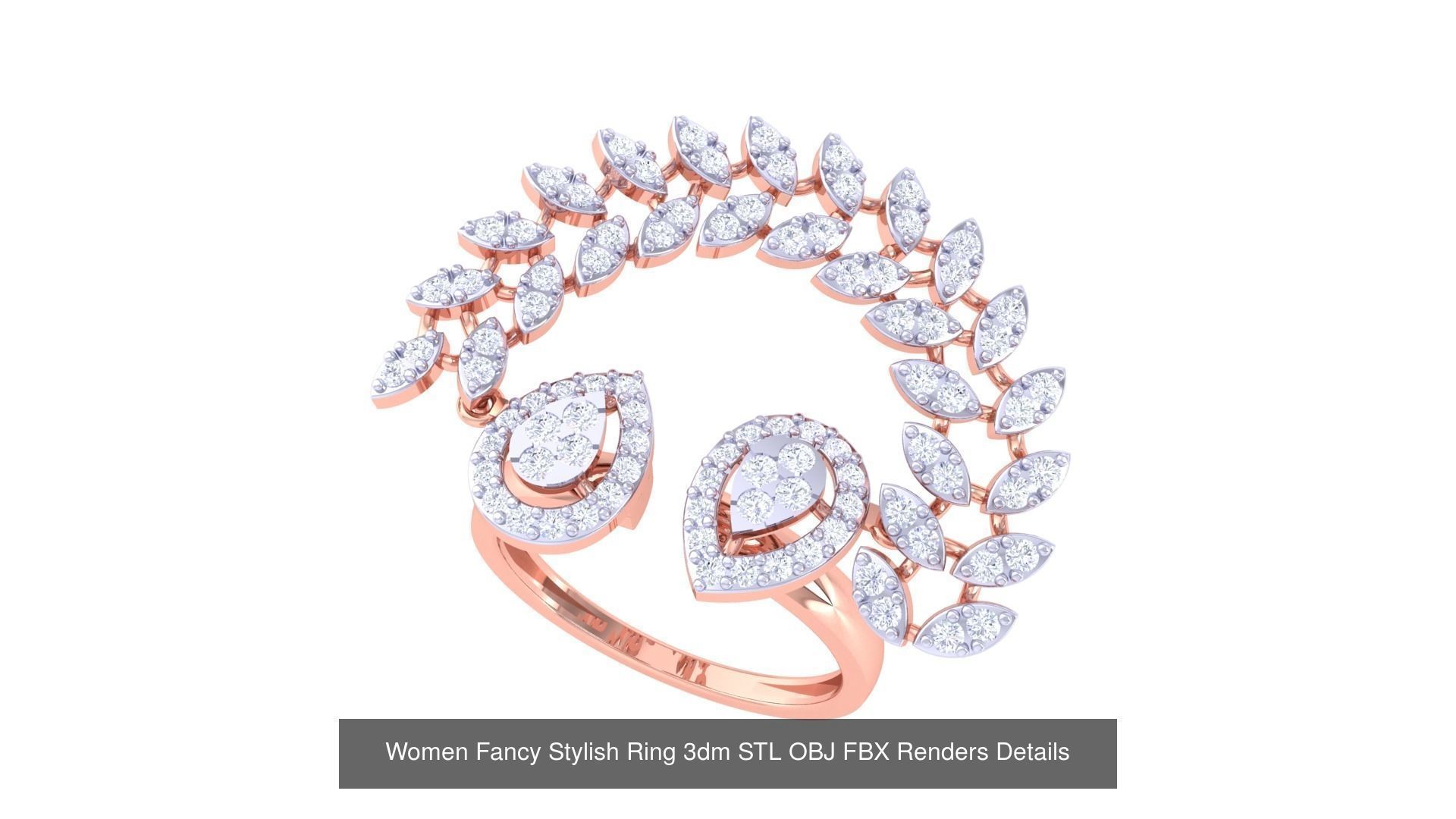 80 Fancy Stylish Ring 3dm STL OBJ FBX Renders Details Collection _74