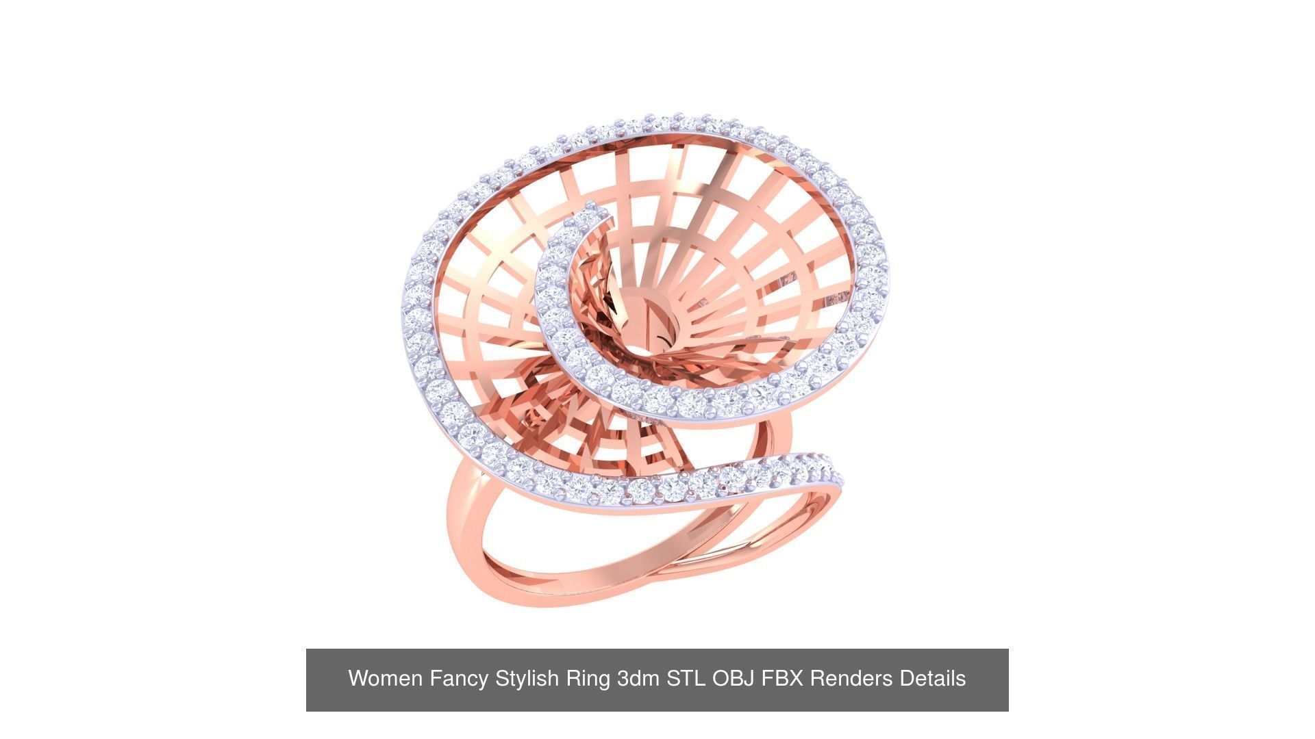 80 Fancy Stylish Ring 3dm STL OBJ FBX Renders Details Collection _57