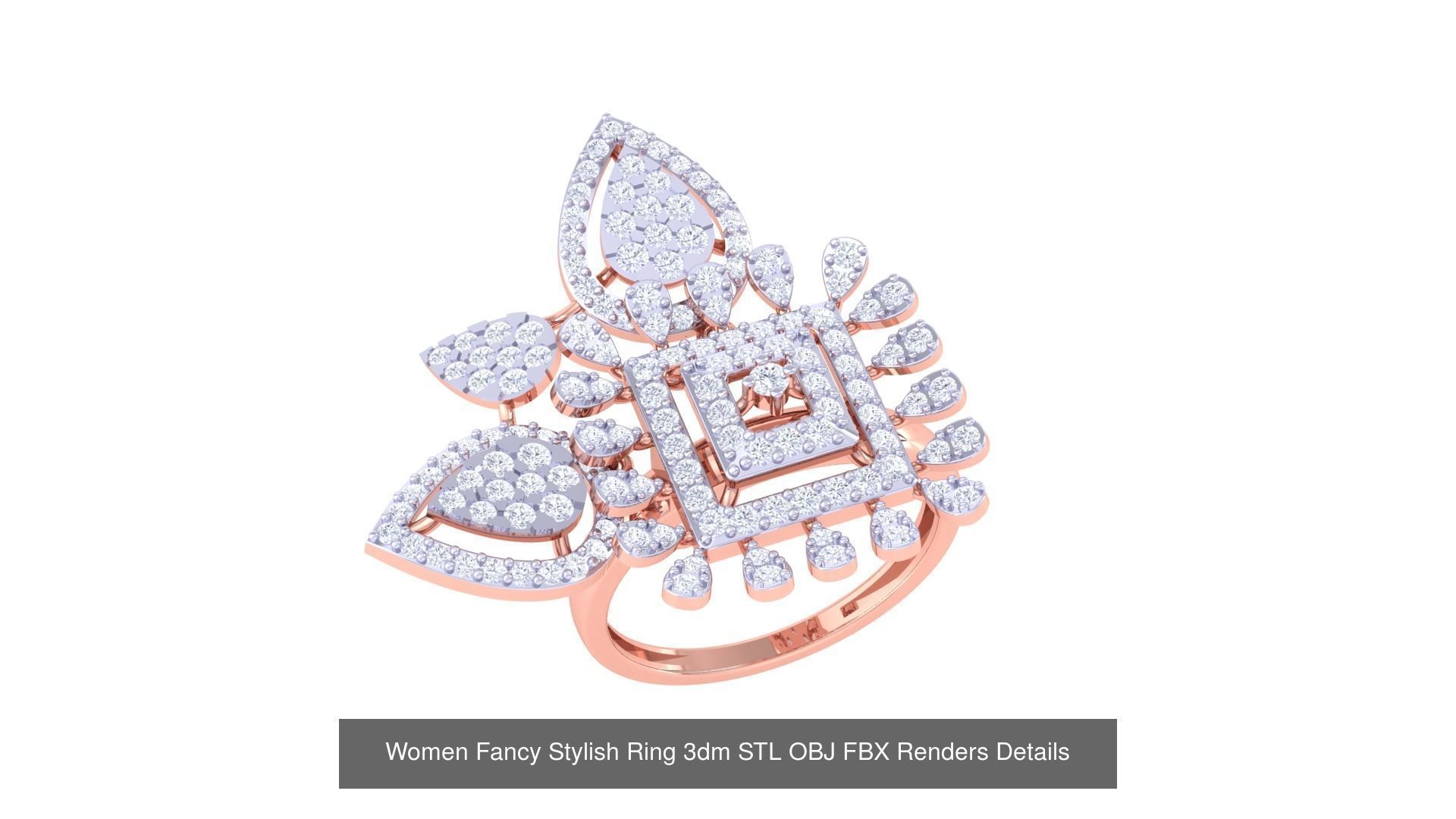 80 Fancy Stylish Ring 3dm STL OBJ FBX Renders Details Collection _40