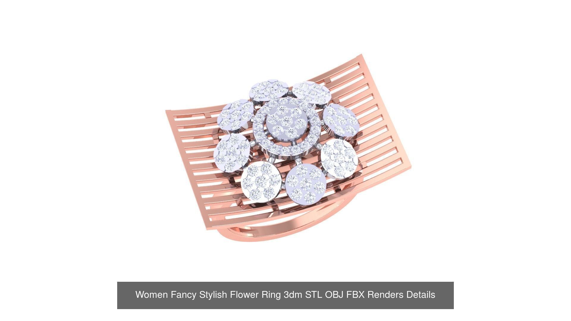 20 Fancy Stylish Flower Ring 3dm STL OBJ FBX Details Collection _21