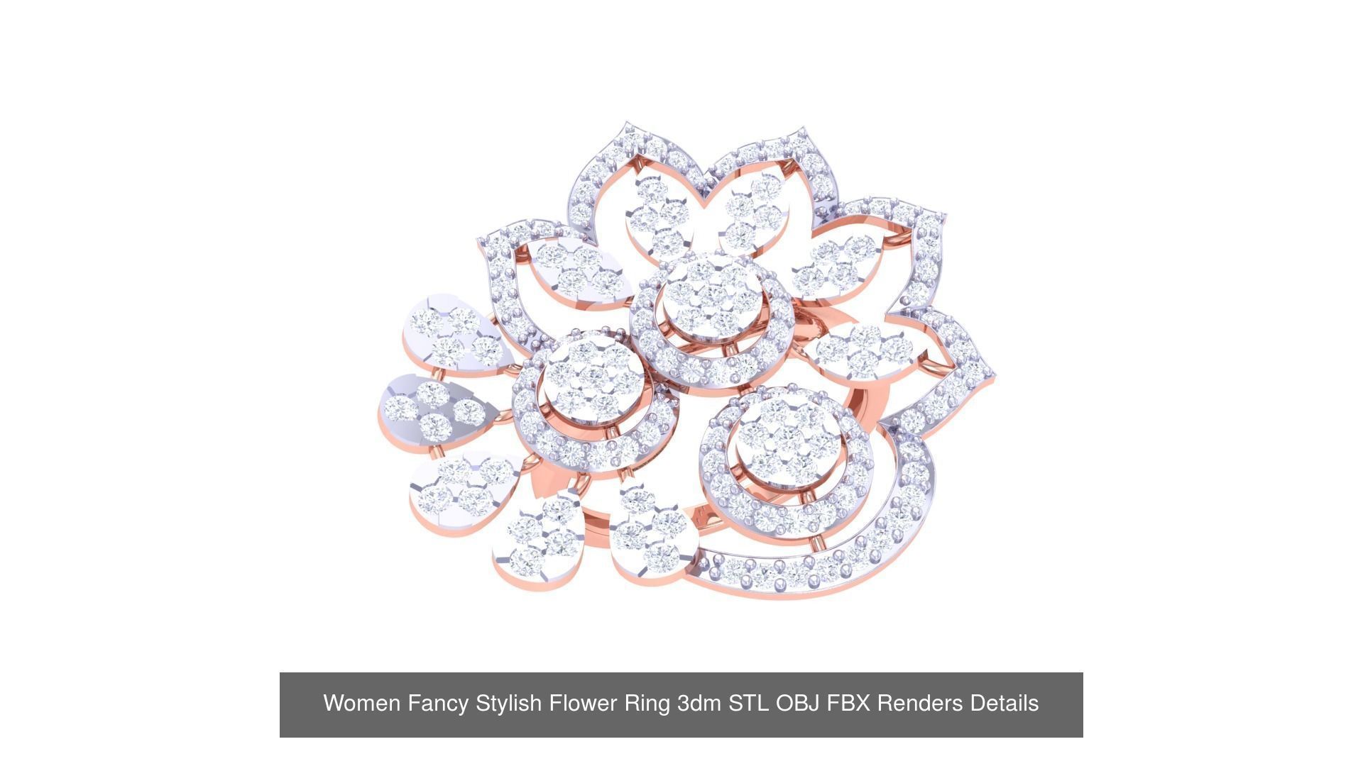 20 Fancy Stylish Flower Ring 3dm STL OBJ FBX Details Collection _13