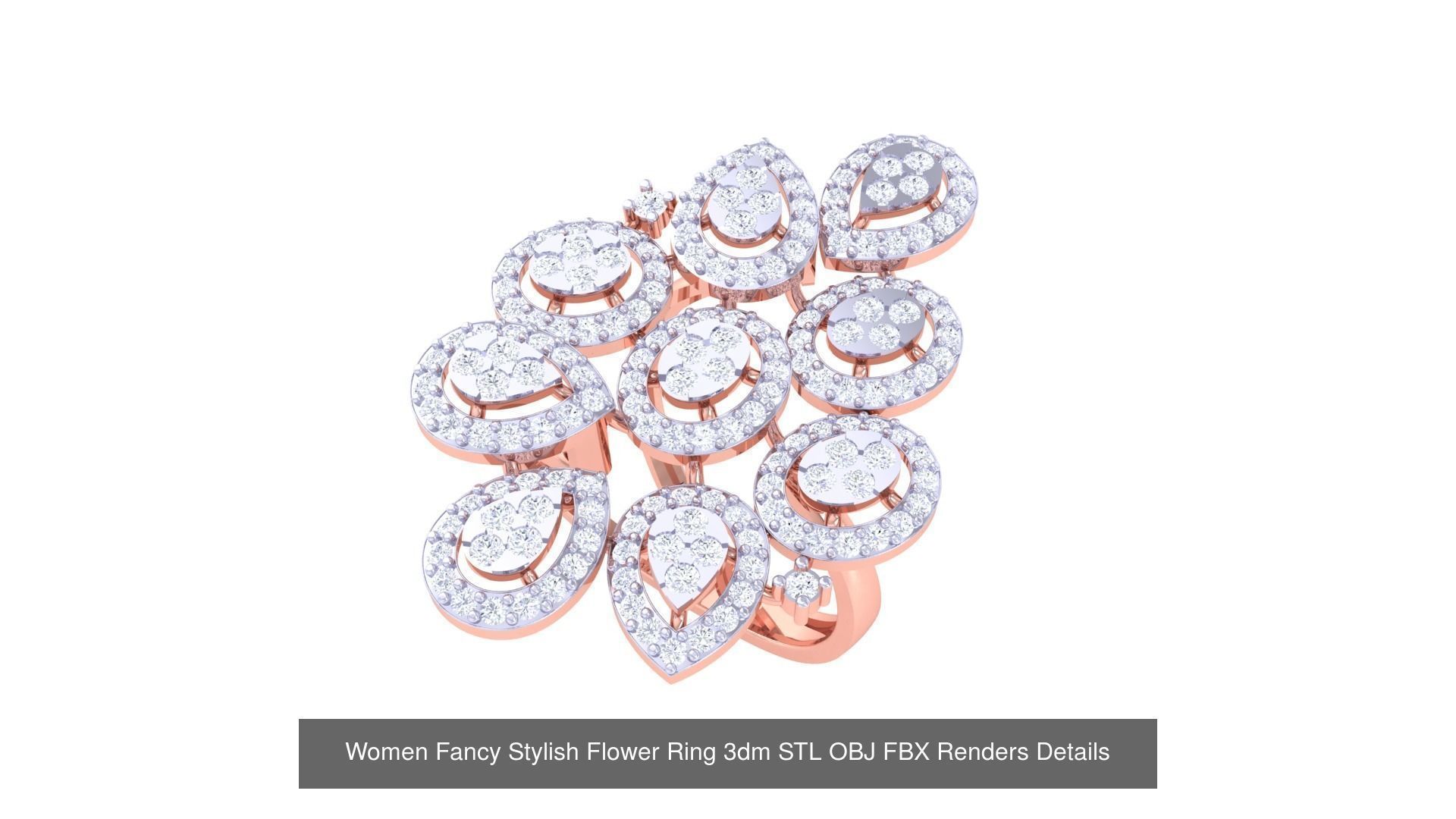 20 Fancy Stylish Flower Ring 3dm STL OBJ FBX Details Collection _5