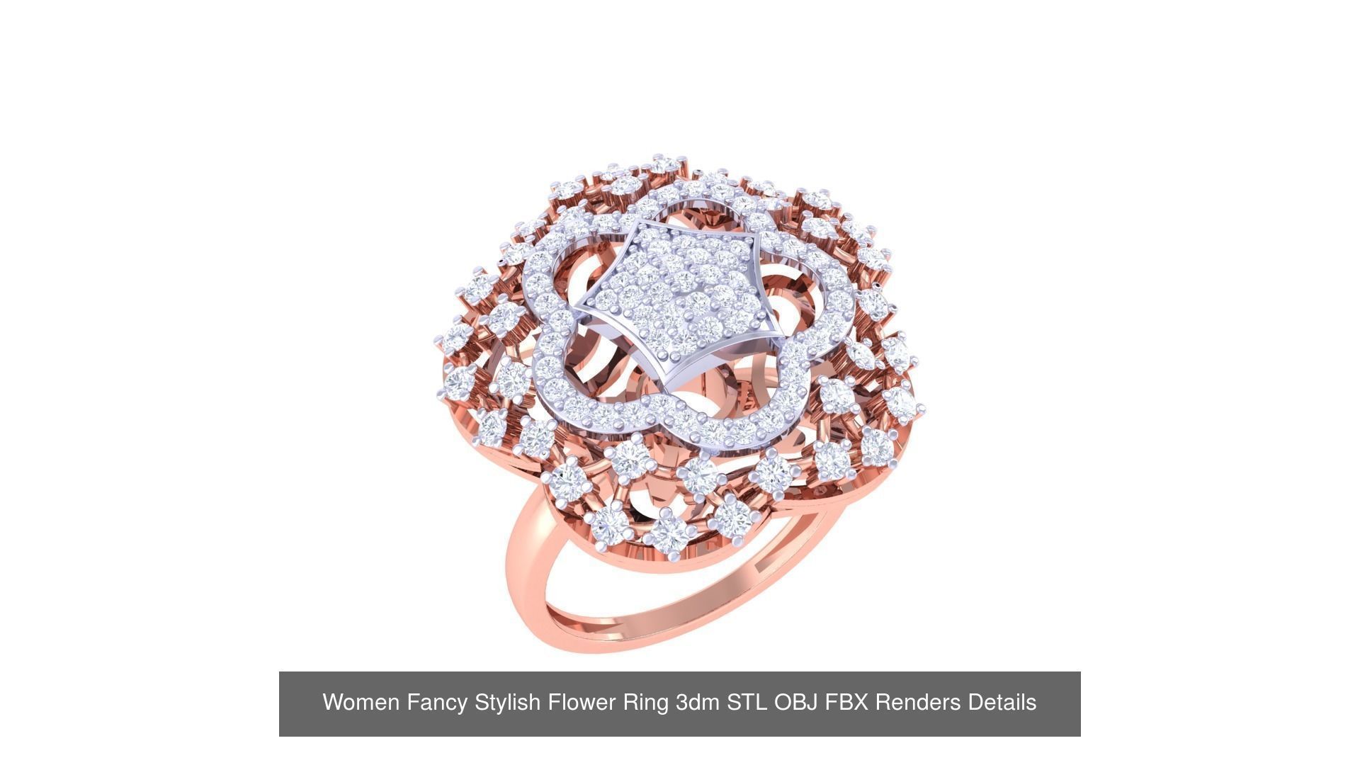 20 Fancy Stylish Flower Ring 3dm STL OBJ FBX Details Collection _3