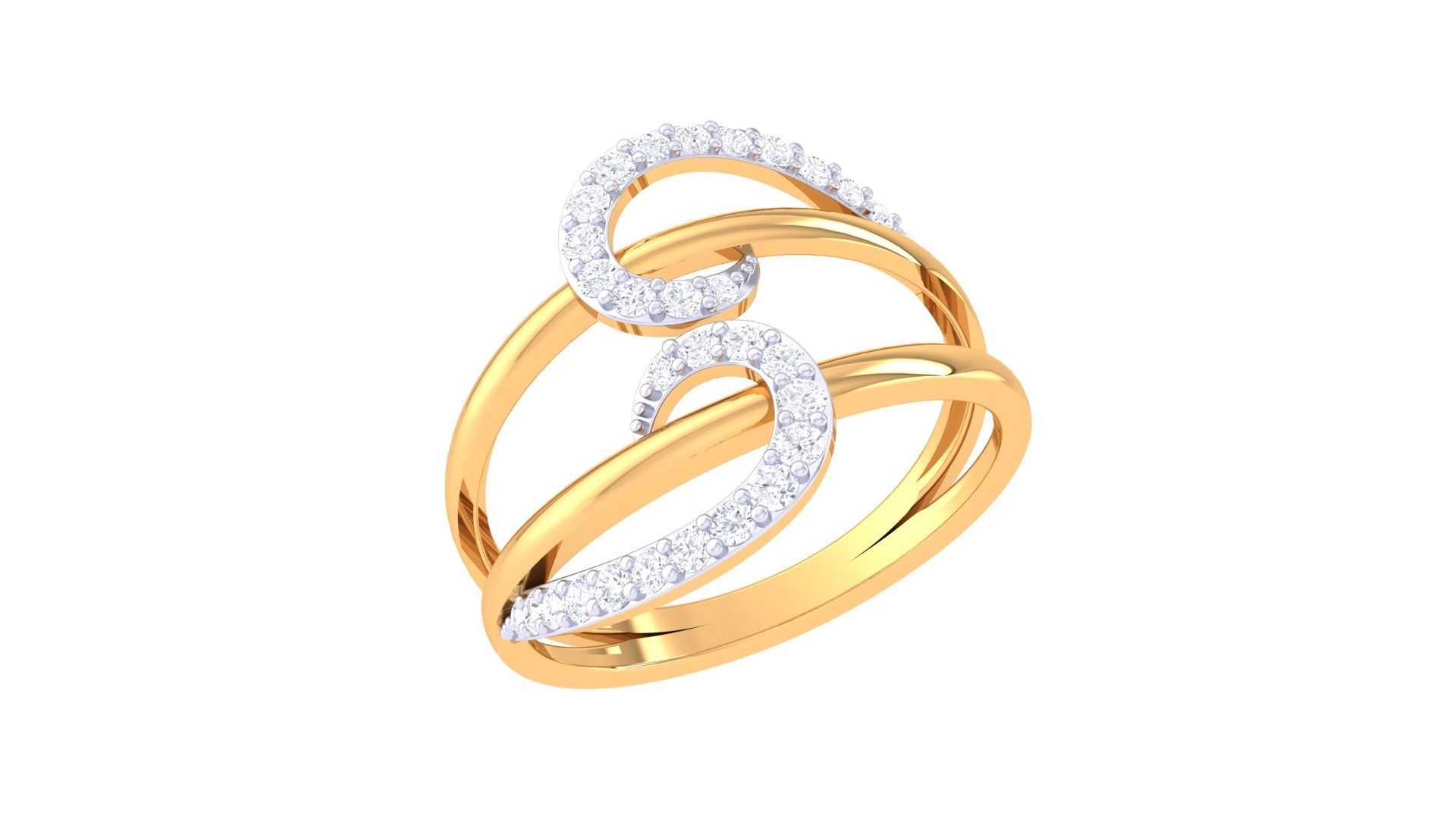 Engagement Double Band Ring 3dm STL OBJ FBX Renders Details 3D print model_2