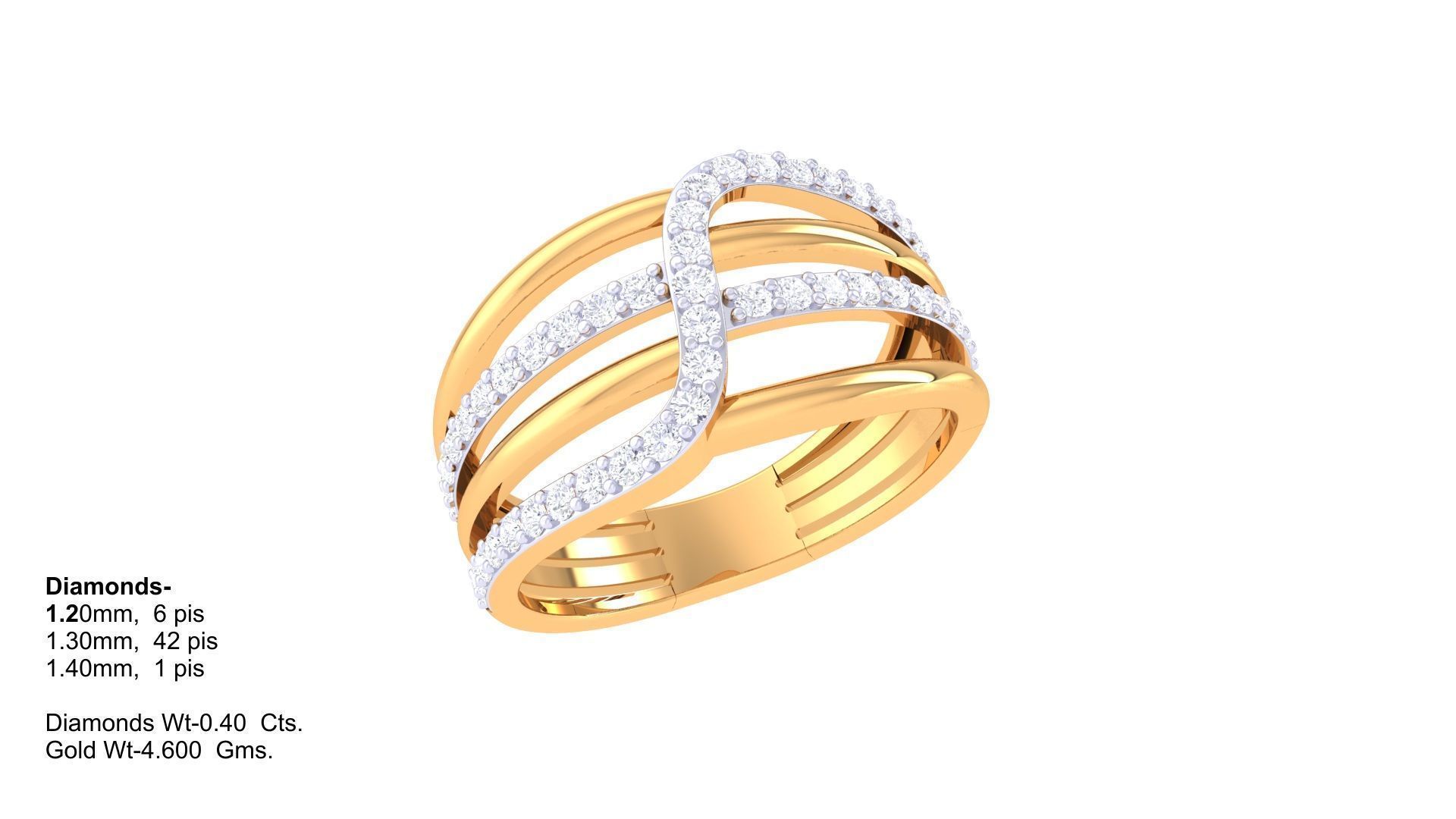 Engagement Four Band Ring 3dm STL OBJ FBX Renders Details 3D print model_1