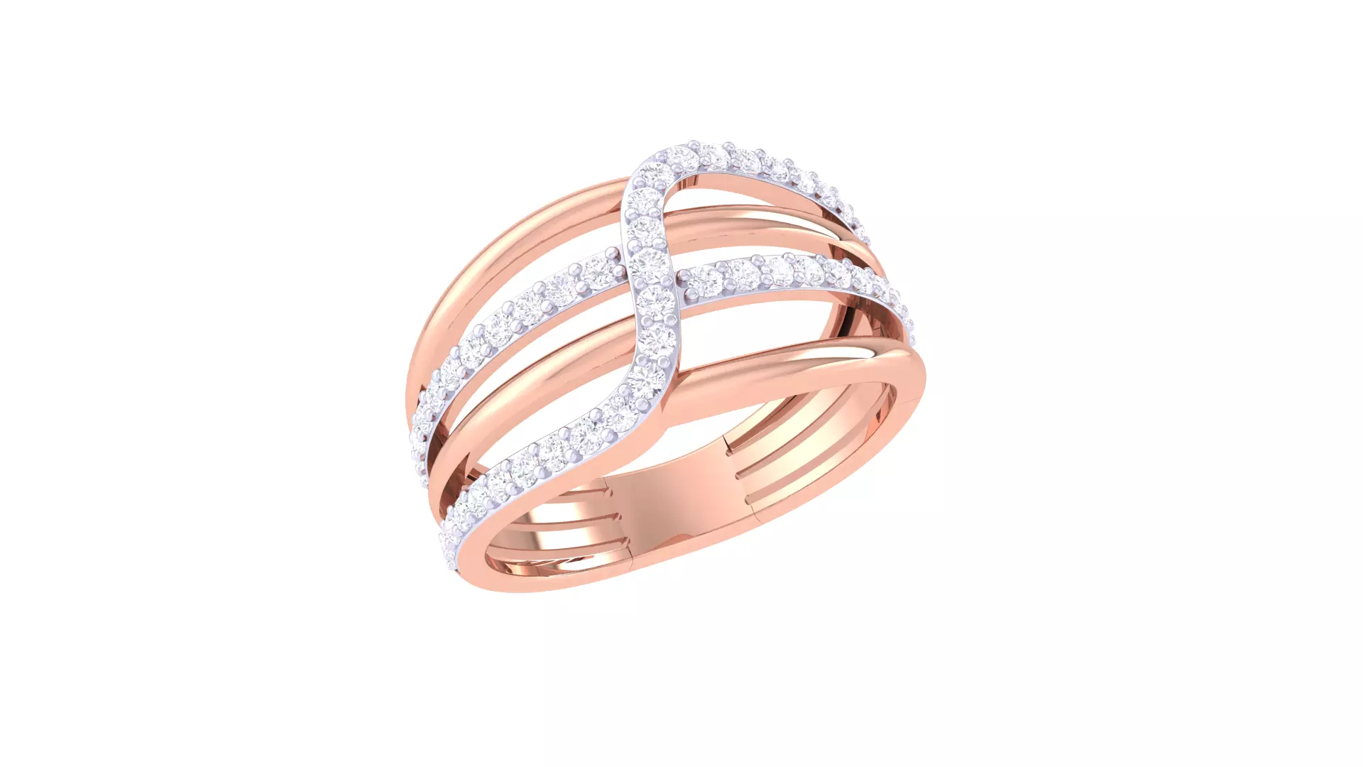 Engagement Four Band Ring 3dm STL OBJ FBX Renders Details 3D print model_0