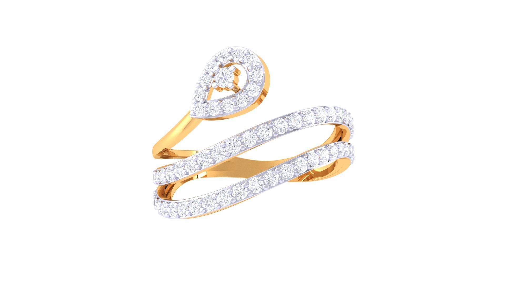 Engagement Double Band Ring 3dm STL OBJ FBX Renders Details 3D print model_3