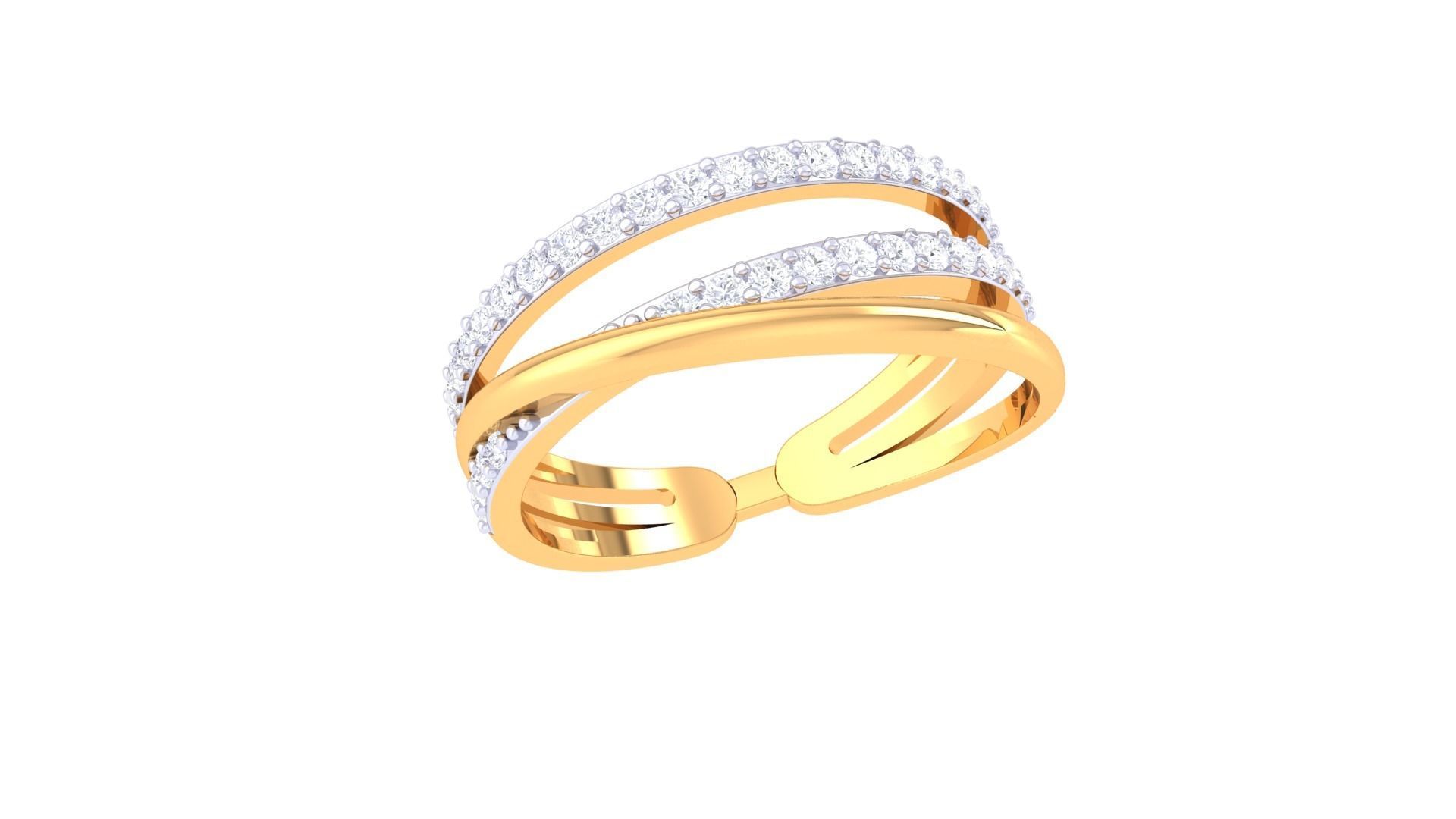 Engagement Double Band Ring 3dm STL OBJ FBX Renders Details 3D print model_2