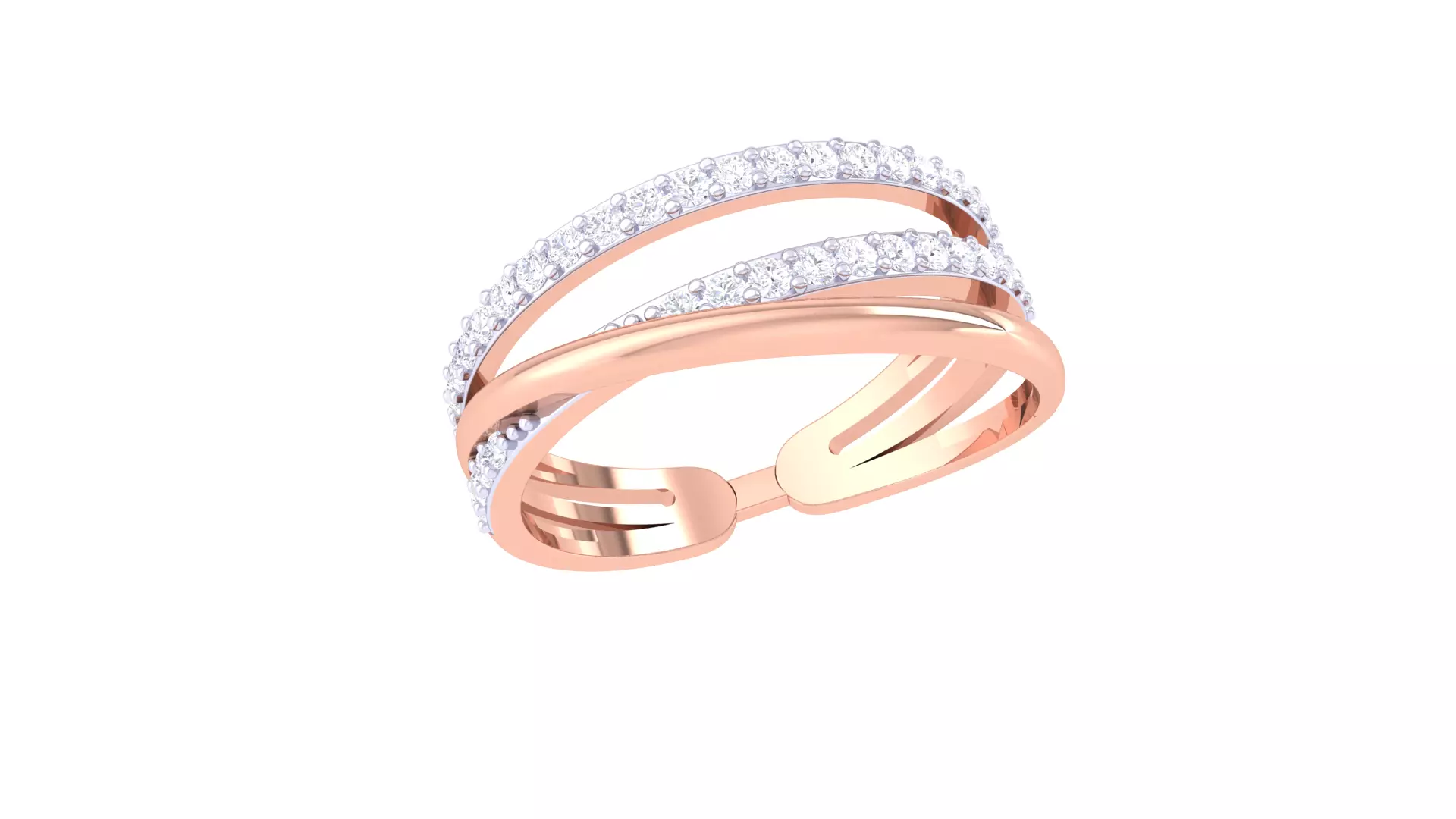 Engagement Double Band Ring 3dm STL OBJ FBX Renders Details 3D print model_0