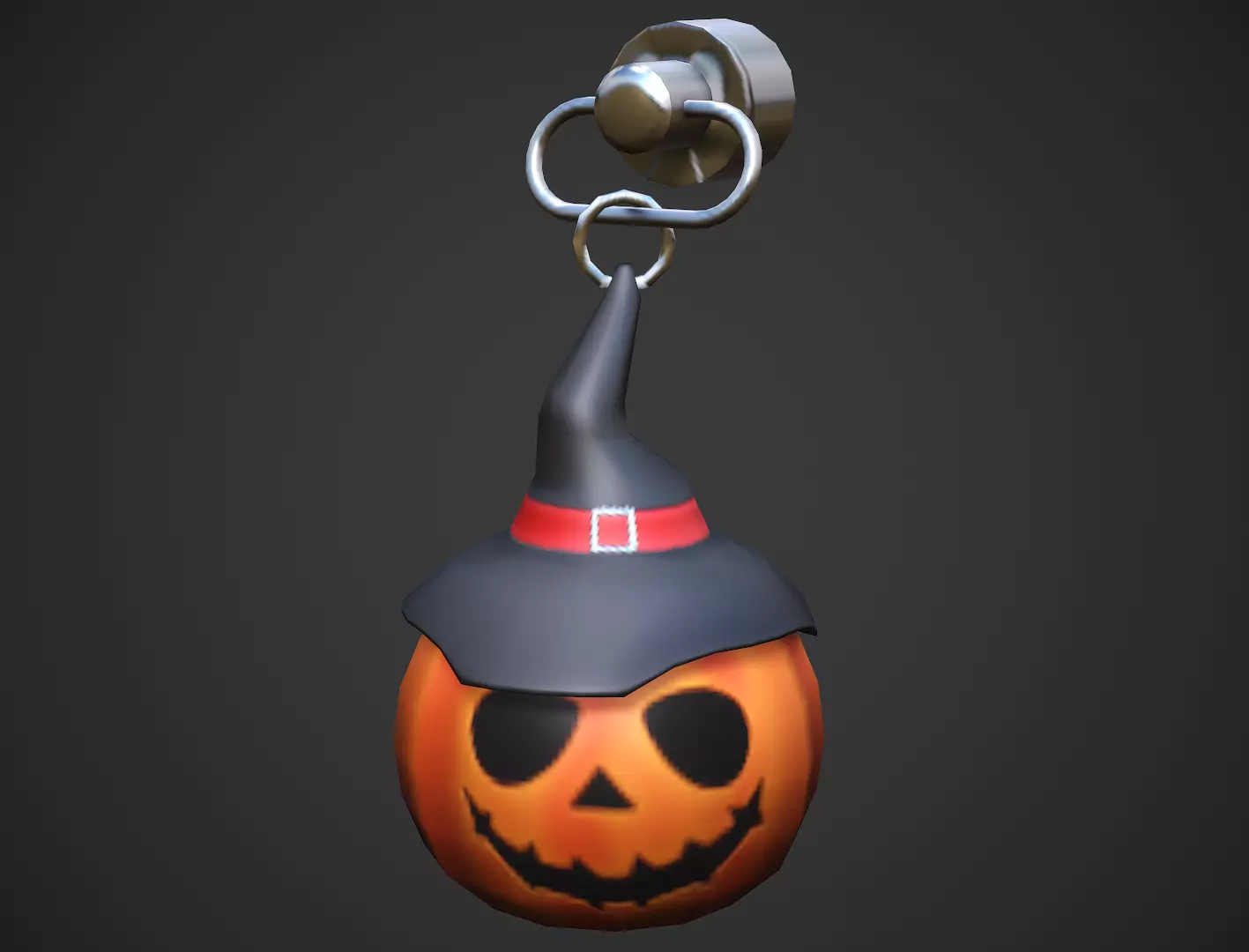 Halloween Pumpkin Weapon Charm - Low Poly Game Ready Low-poly 3D model_0