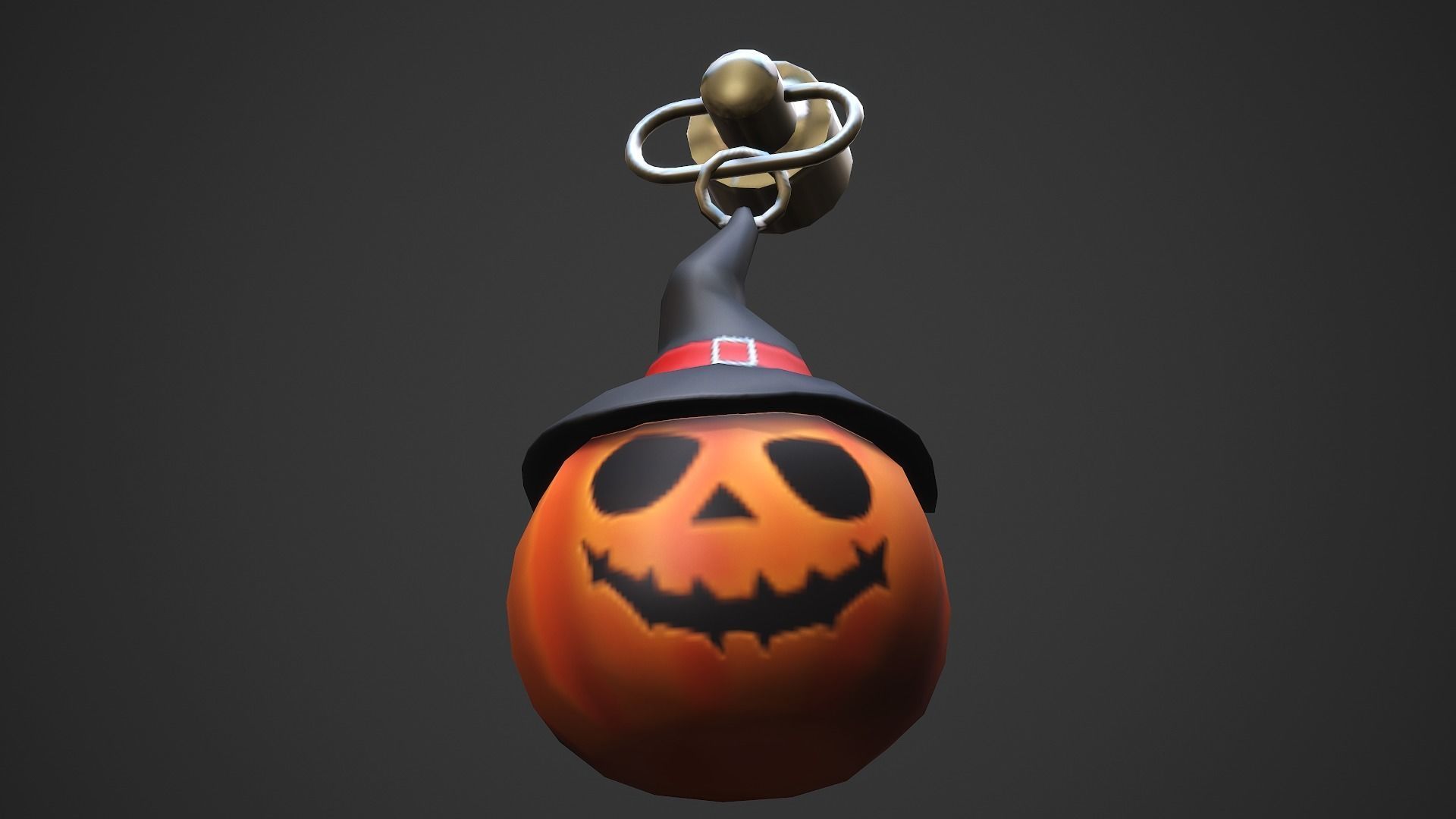 Halloween Pumpkin Weapon Charm - Low Poly Game Ready Low-poly 3D model_6