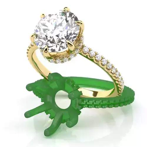 Round cut diamond engagement ring with belt 3D print model