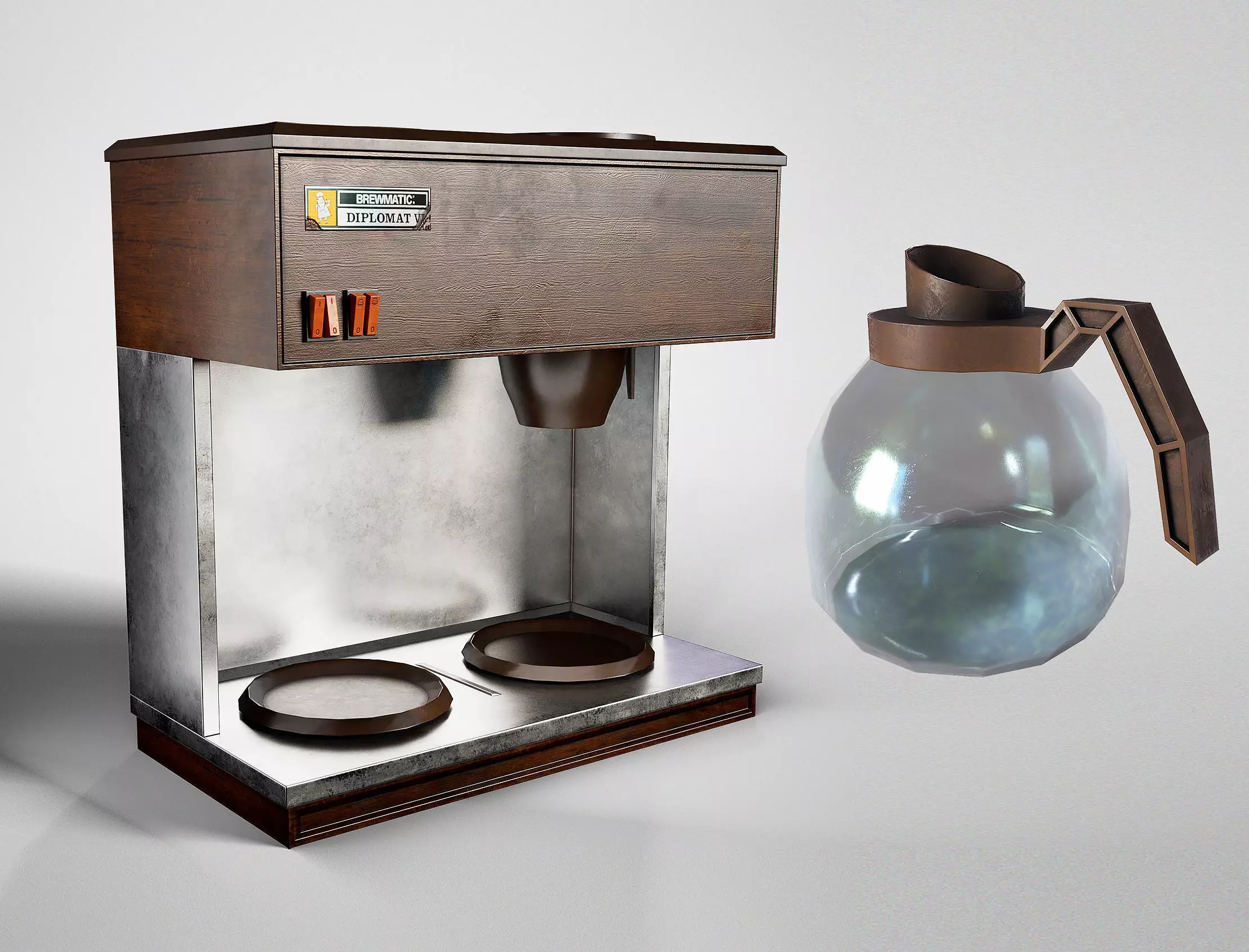 Brewmatic Diplomat Coffee Maker and Handle Glass Plastic Pot 3D Model Collection_0