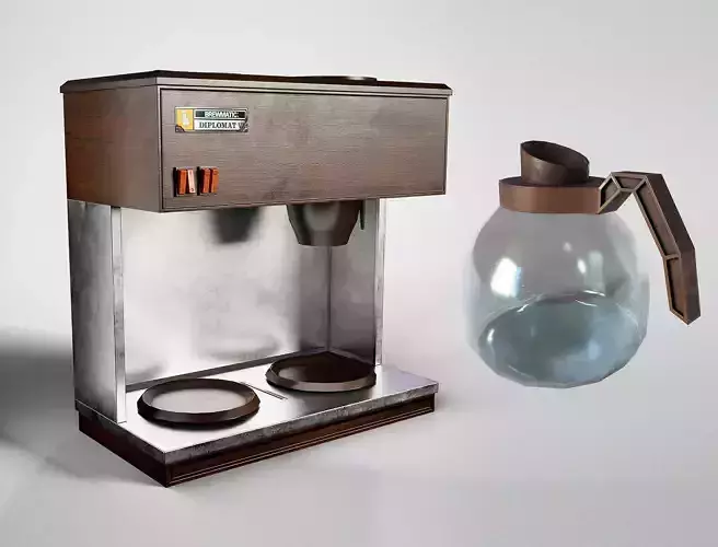 Brewmatic Diplomat Coffee Maker and Handle Glass Plastic Pot 3D Model Collection