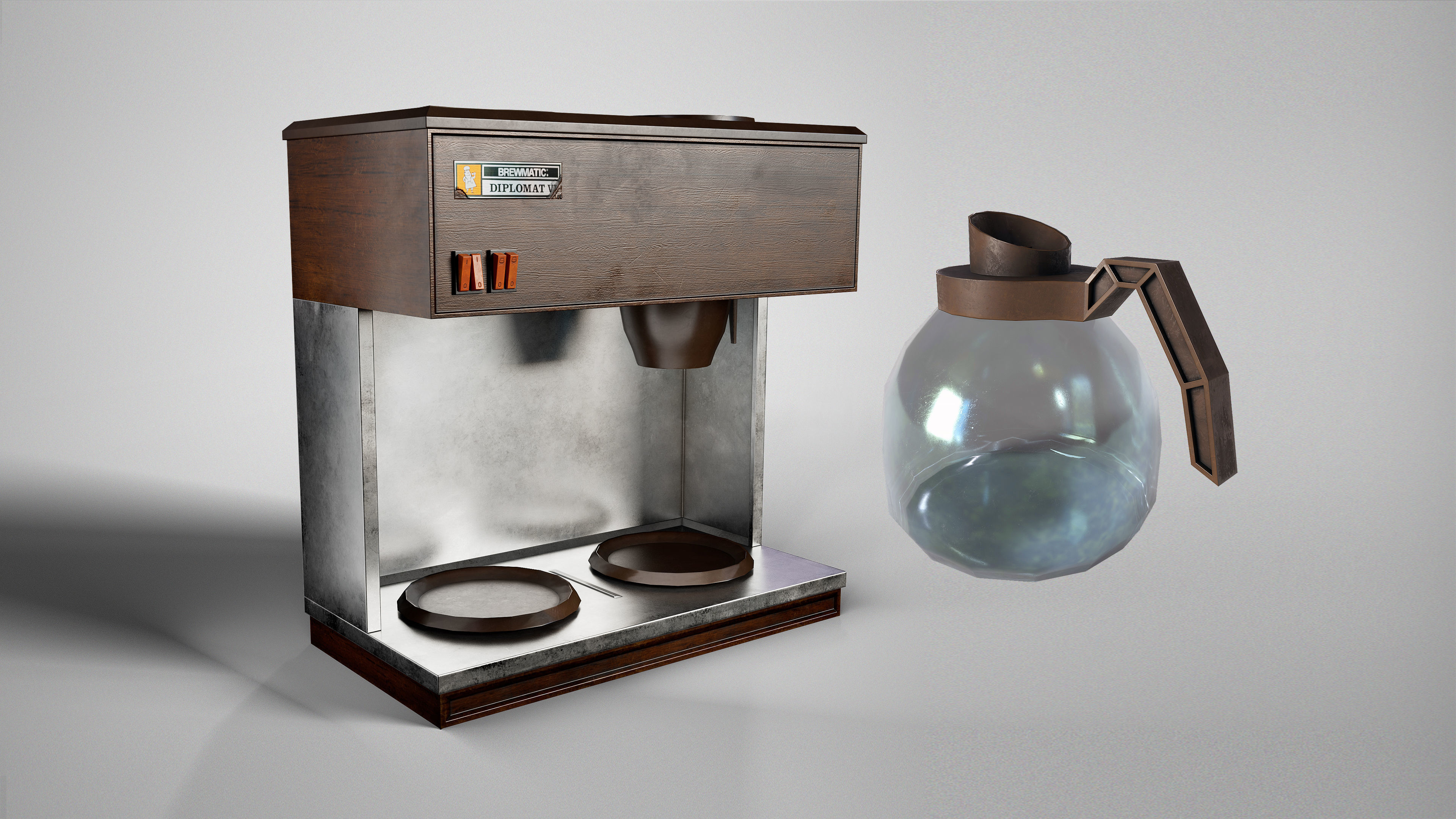 Brewmatic Diplomat Coffee Maker and Handle Glass Plastic Pot 3D Model Collection_3