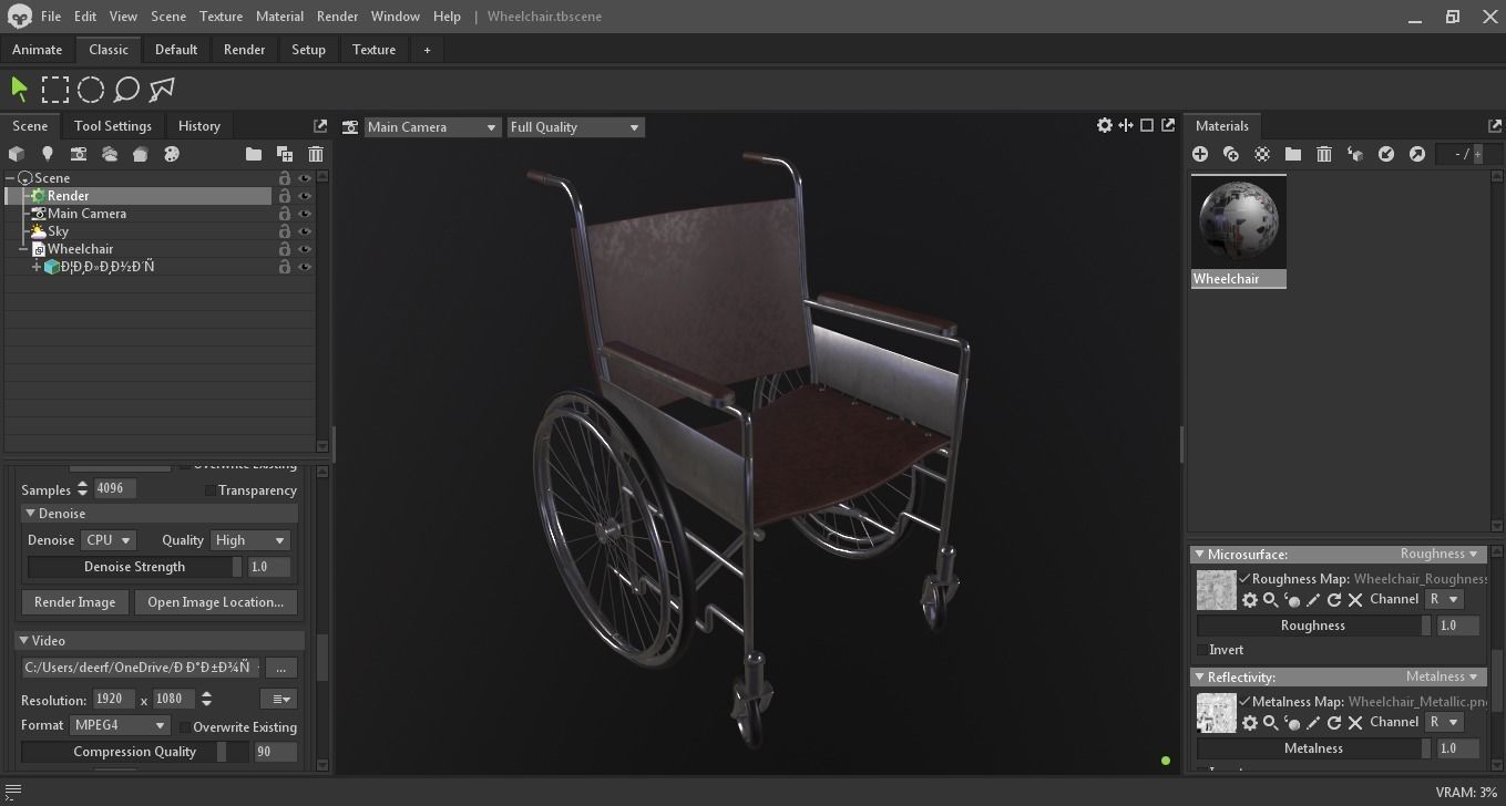 Wheelchair 3D Model Low-poly 3D model_5