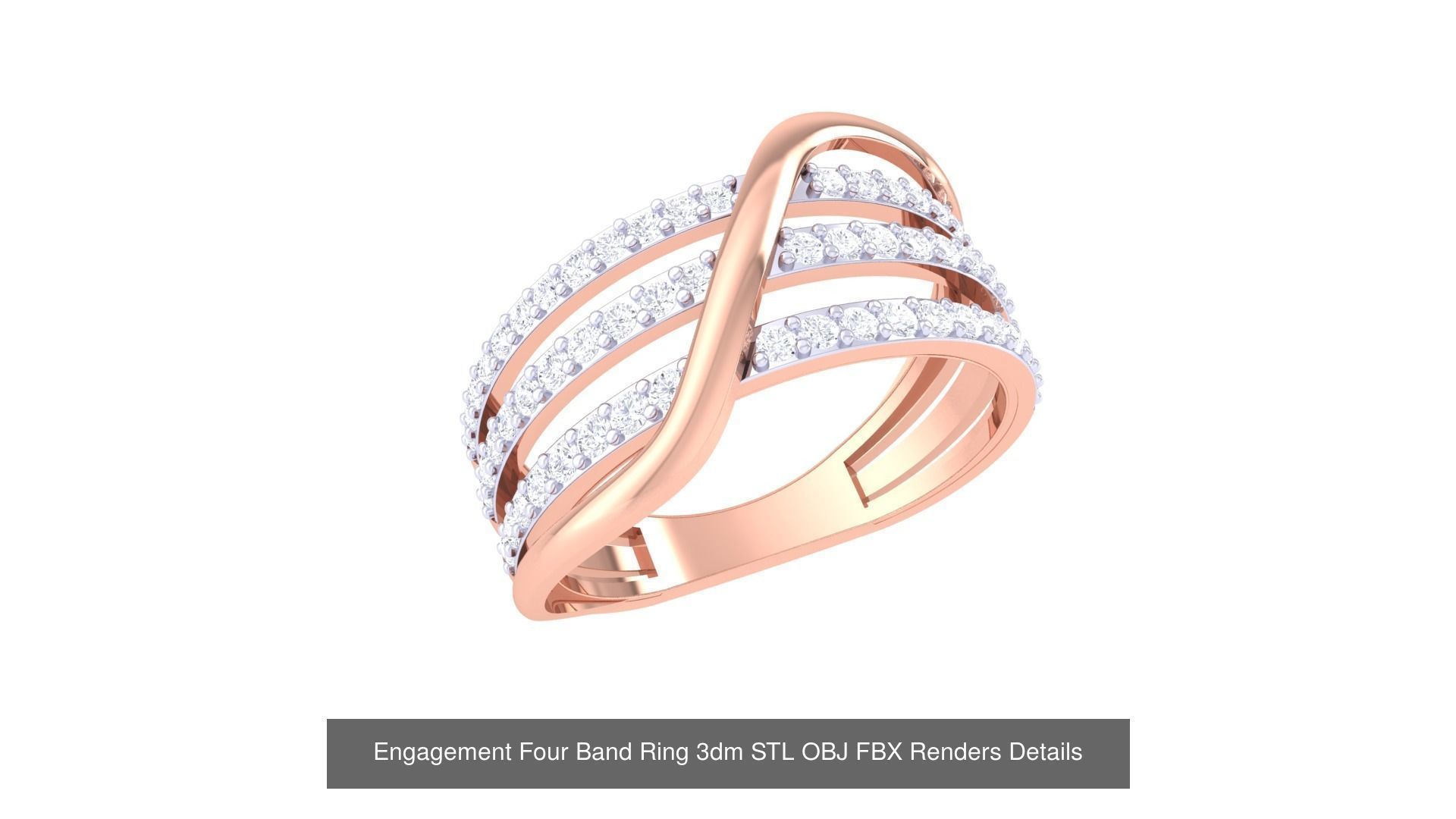 50 Engagement Band Ring 3dm STL OBJ FBX Render Detail Collection _19