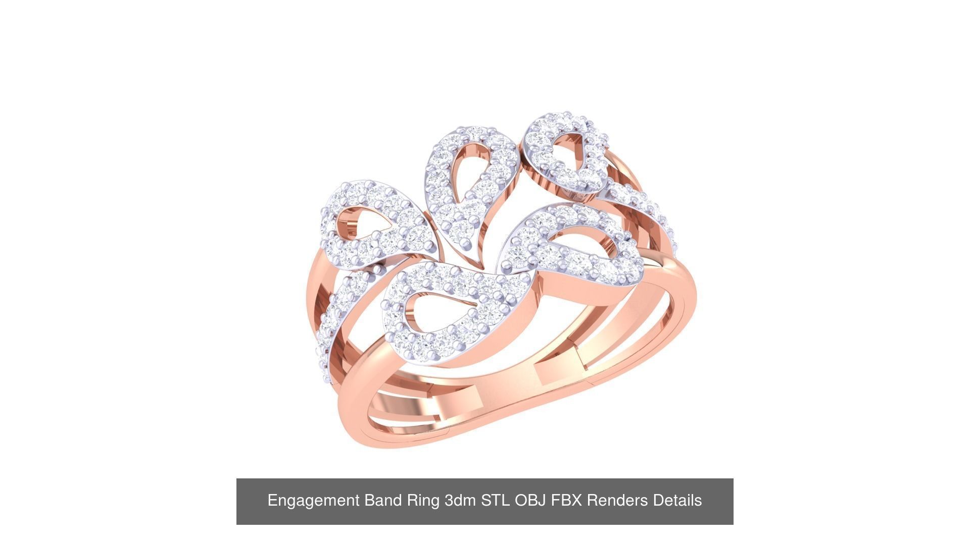 50 Engagement Band Ring 3dm STL OBJ FBX Render Detail Collection _26