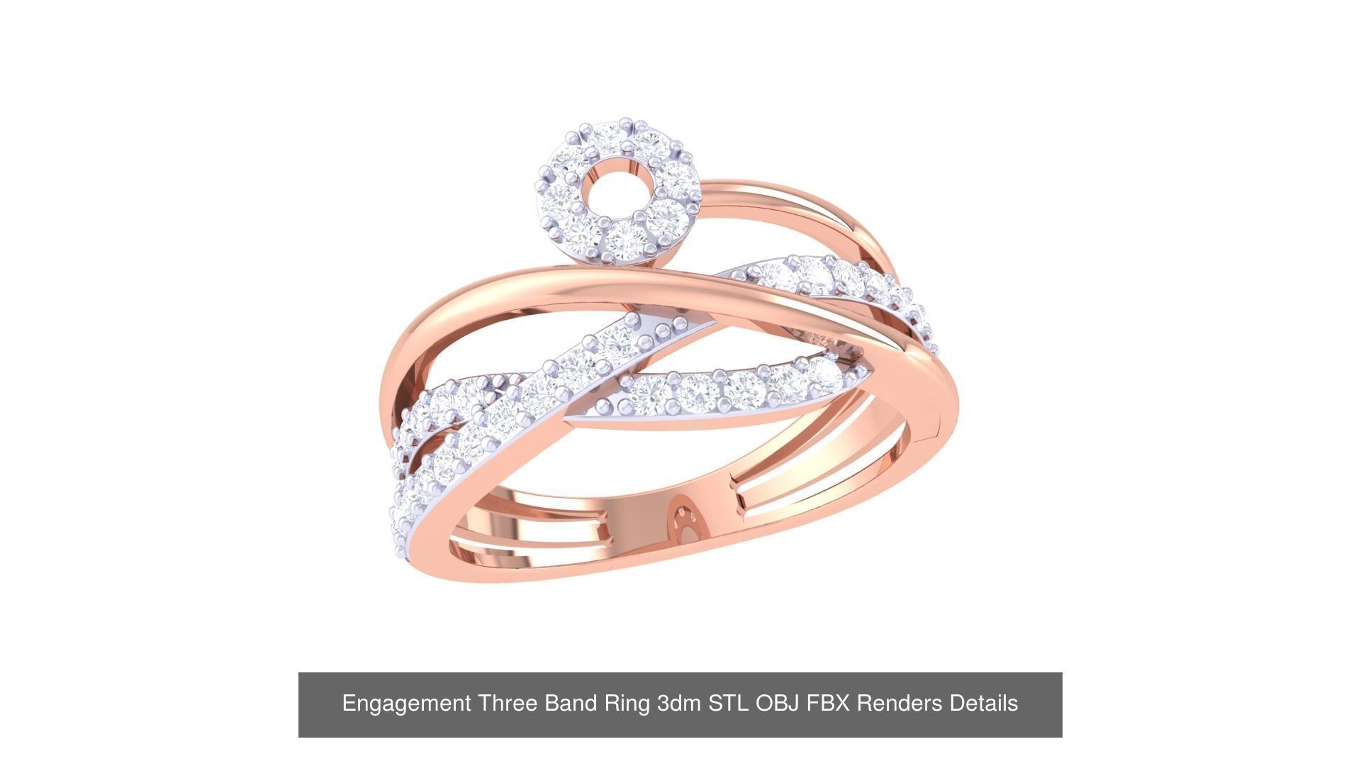 50 Engagement Band Ring 3dm STL OBJ FBX Render Detail Collection _31