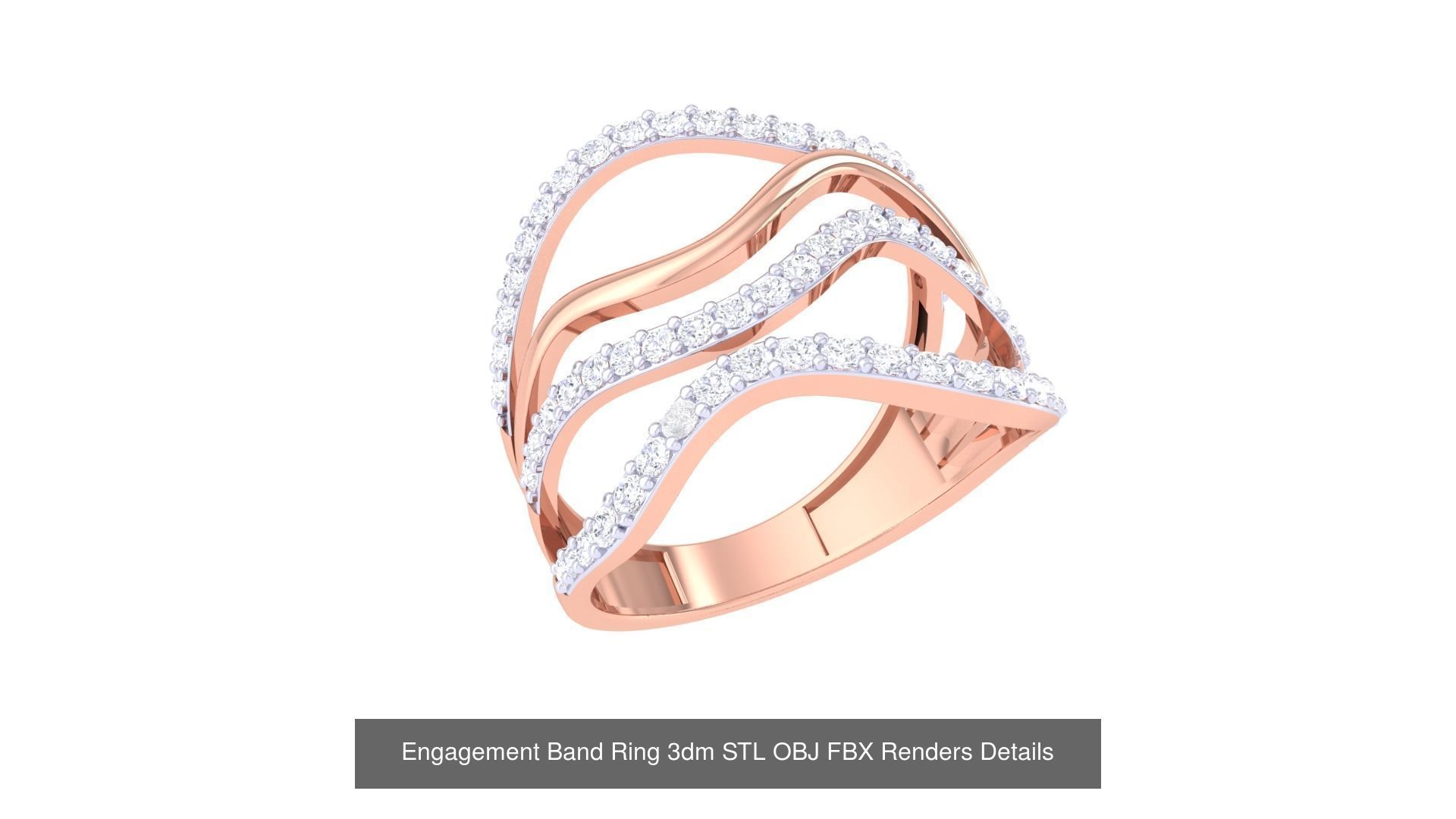50 Engagement Band Ring 3dm STL OBJ FBX Render Detail Collection _48