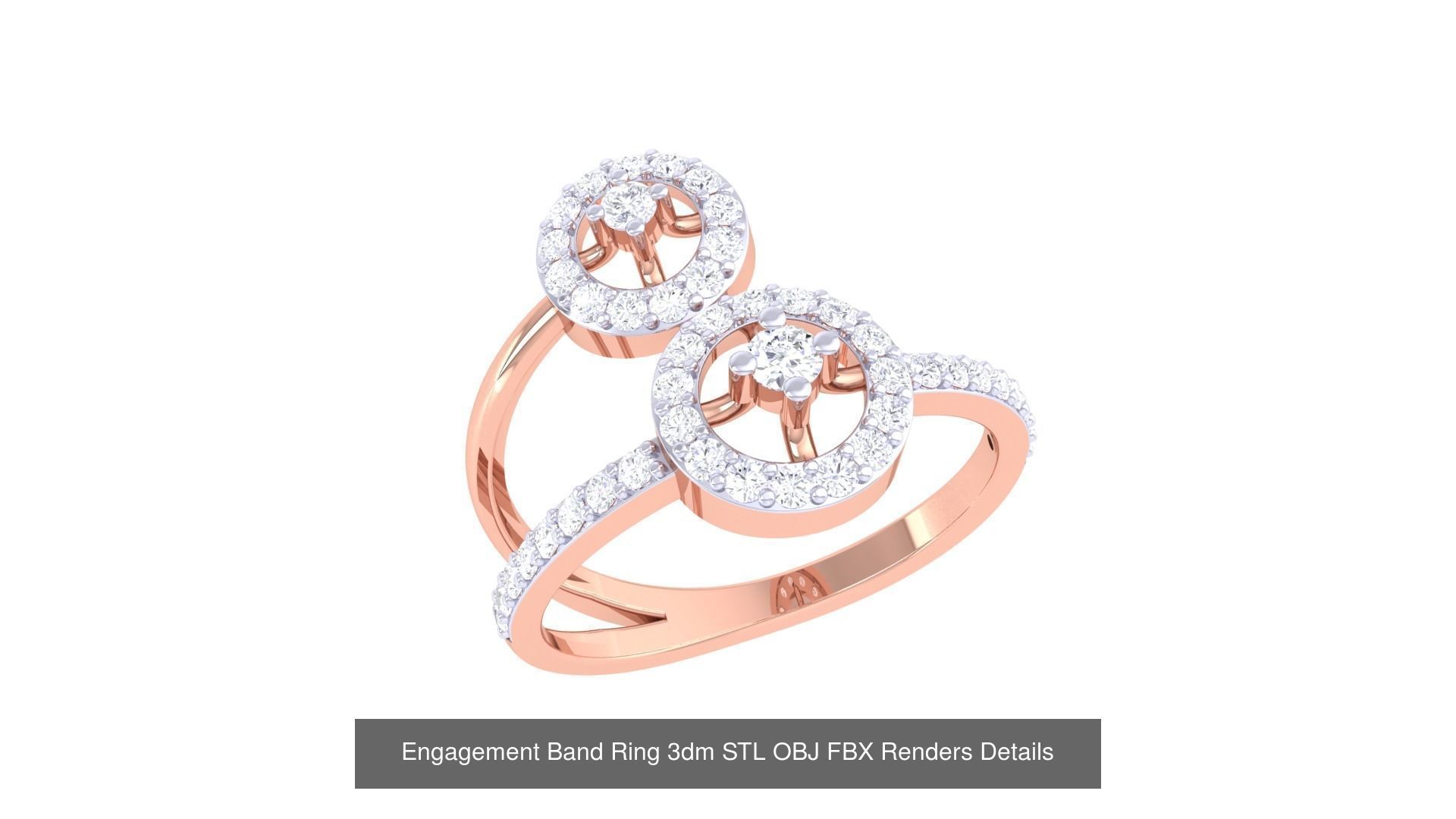 50 Engagement Band Ring 3dm STL OBJ FBX Render Detail Collection _7