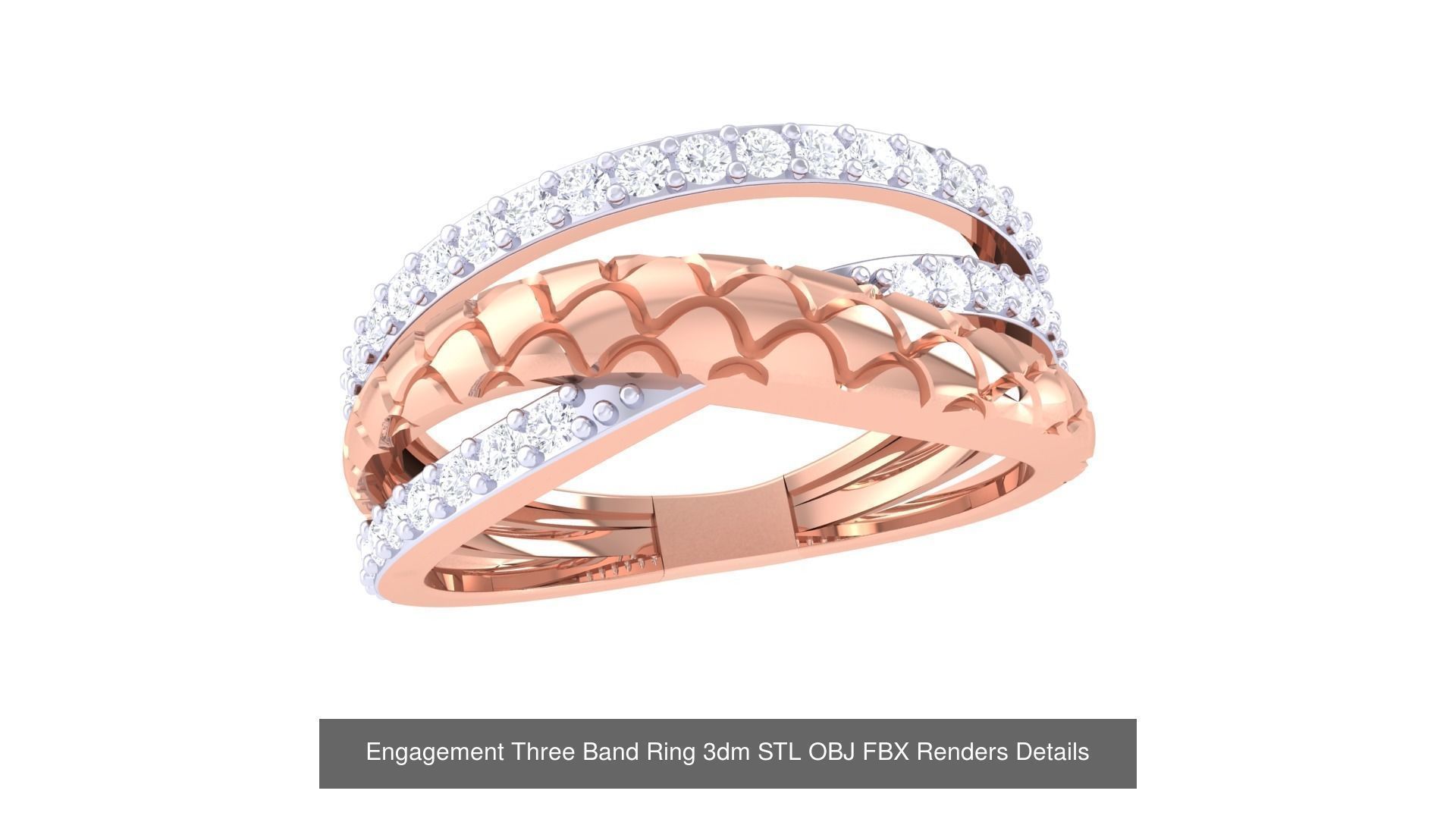 50 Engagement Band Ring 3dm STL OBJ FBX Render Detail Collection _32