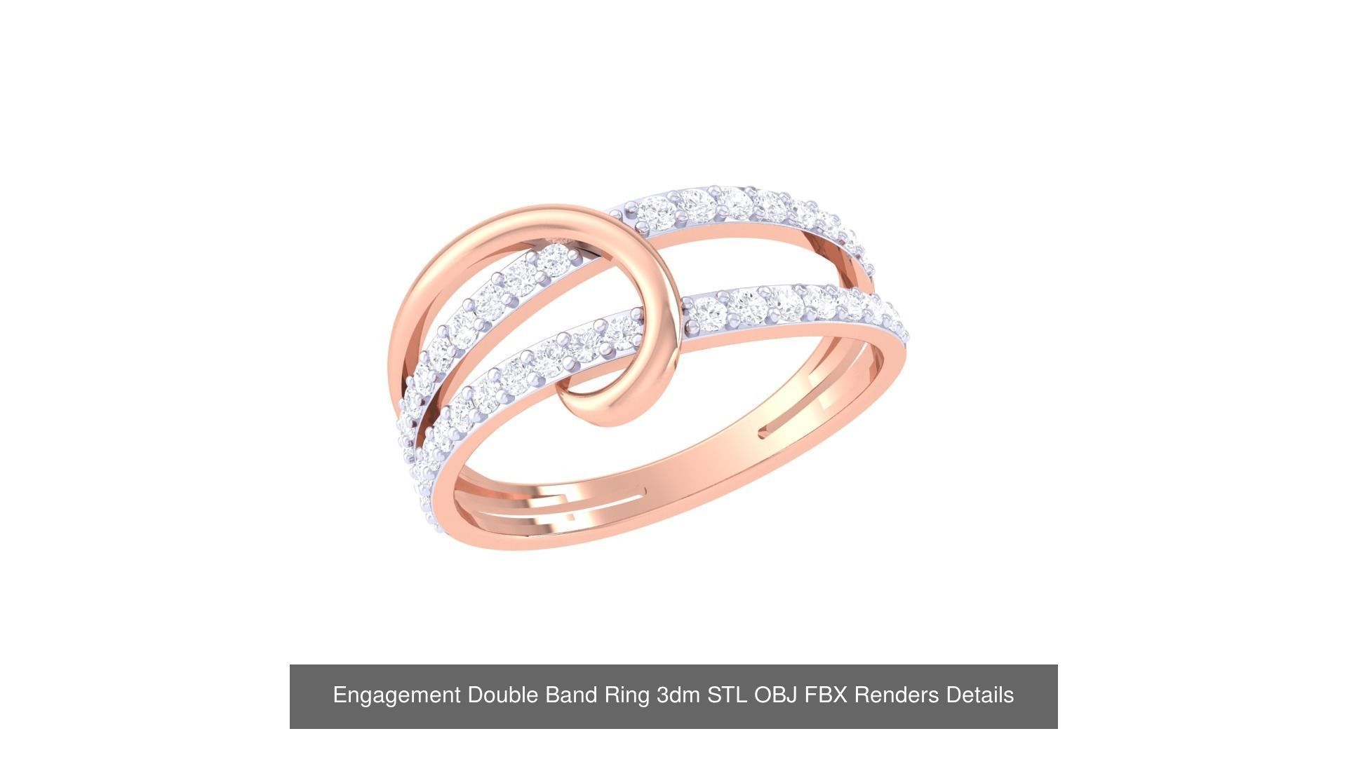 50 Engagement Band Ring 3dm STL OBJ FBX Render Detail Collection _17