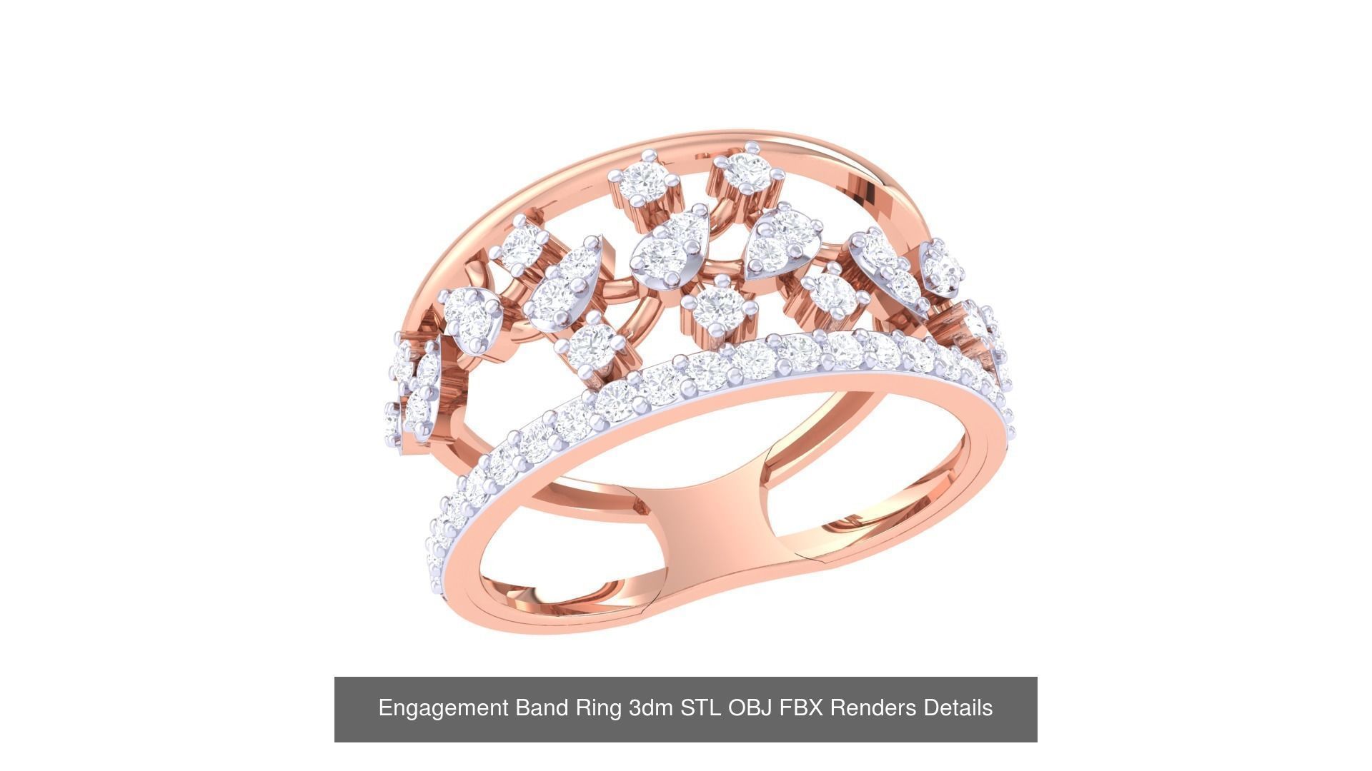 50 Engagement Band Ring 3dm STL OBJ FBX Render Detail Collection _56