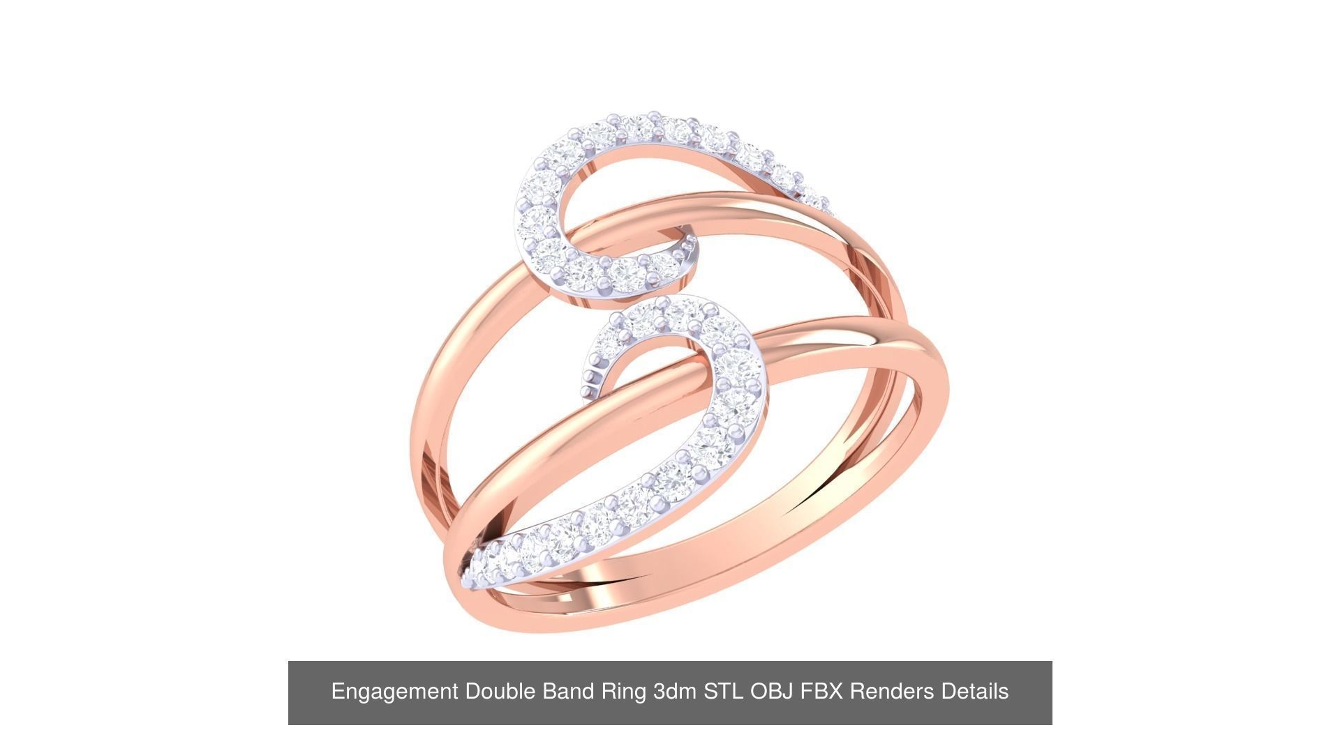 50 Engagement Band Ring 3dm STL OBJ FBX Render Detail Collection _15