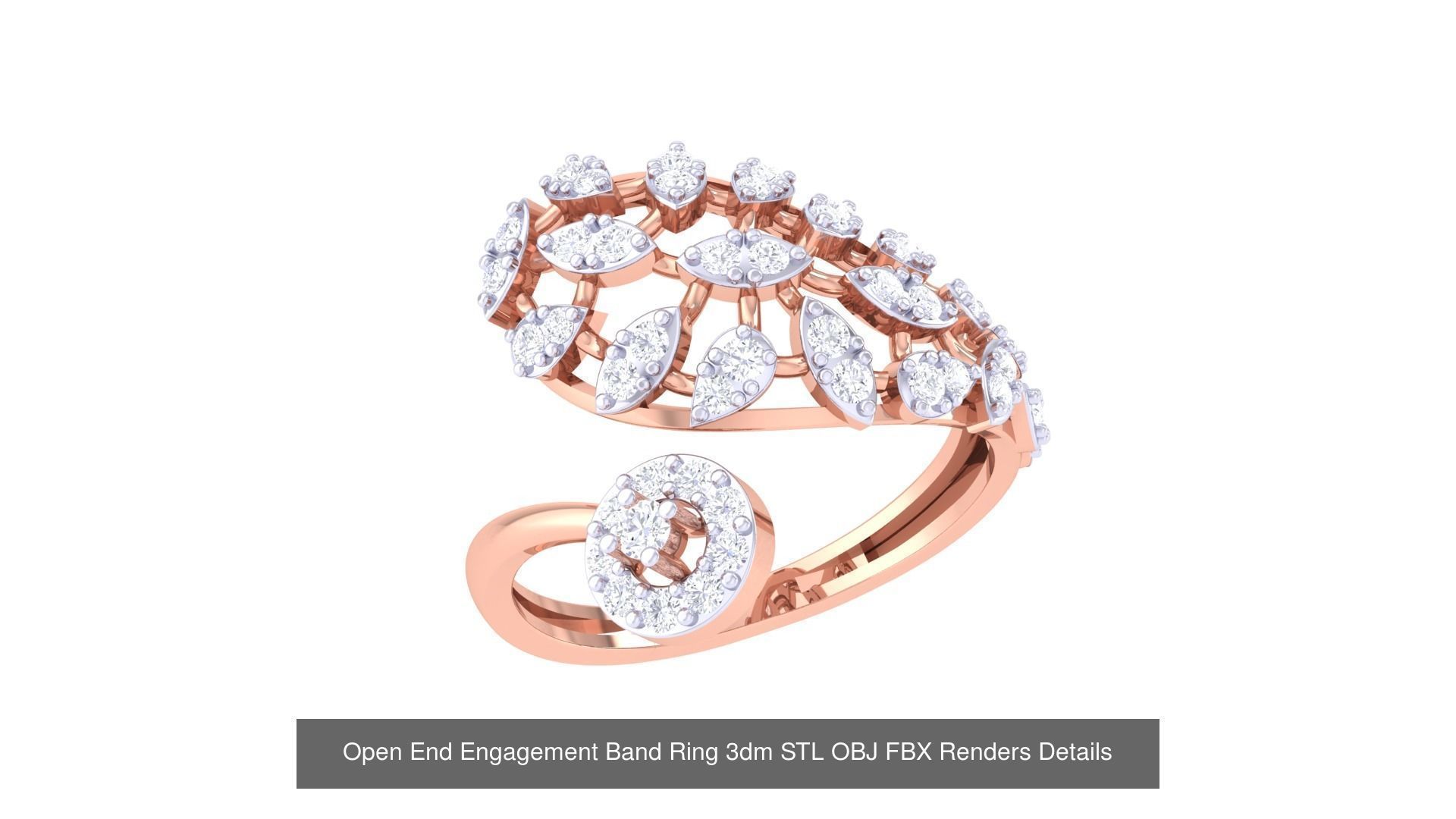 50 Engagement Band Ring 3dm STL OBJ FBX Render Detail Collection _30