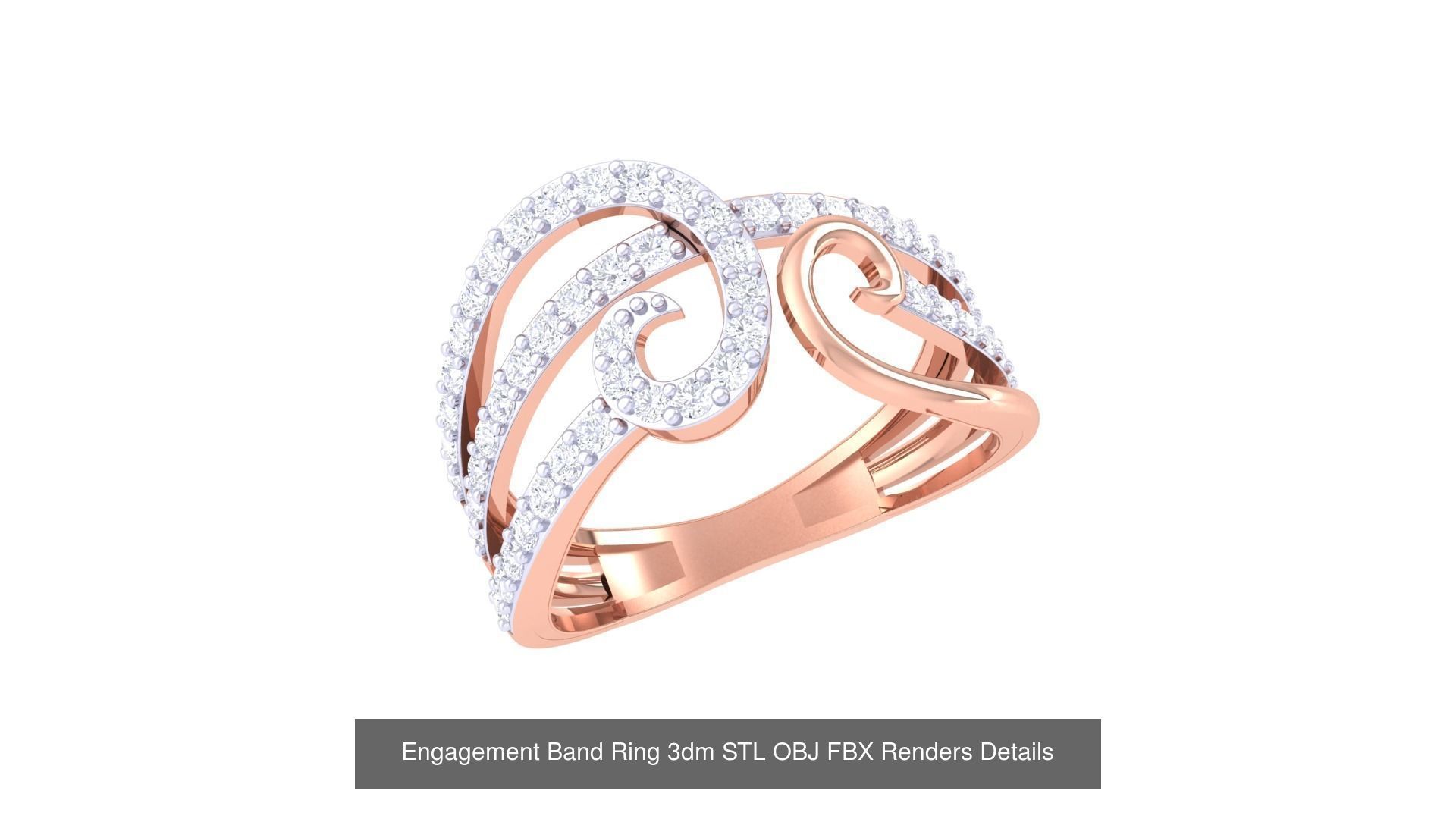 50 Engagement Band Ring 3dm STL OBJ FBX Render Detail Collection _23