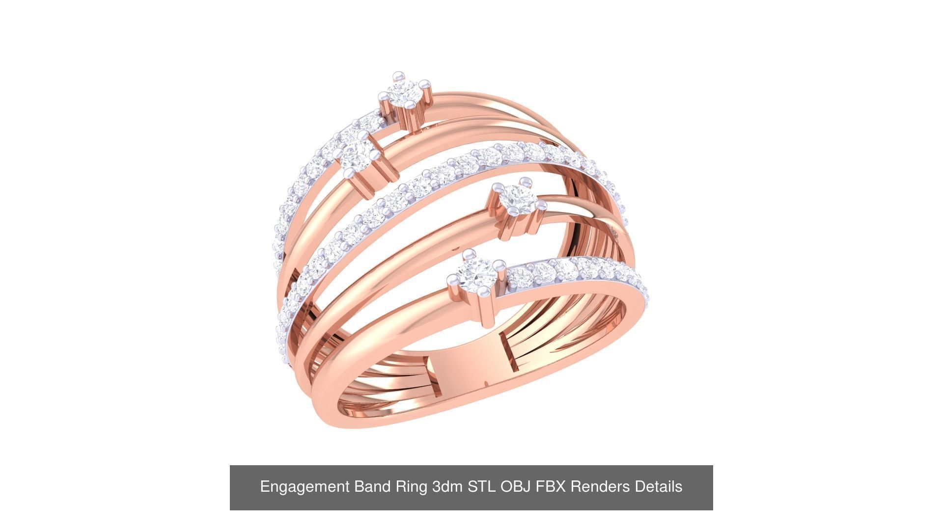50 Engagement Band Ring 3dm STL OBJ FBX Render Detail Collection _14