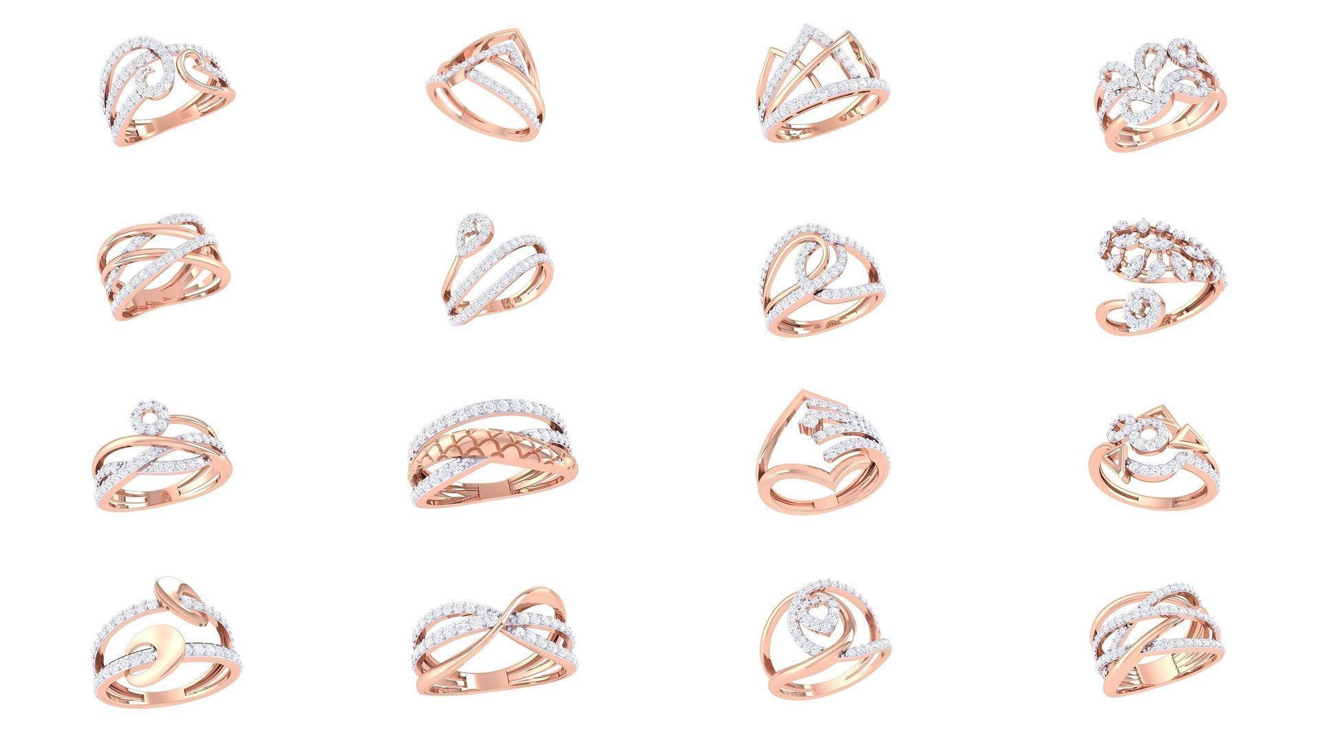 50 Engagement Band Ring 3dm STL OBJ FBX Render Detail Collection _1