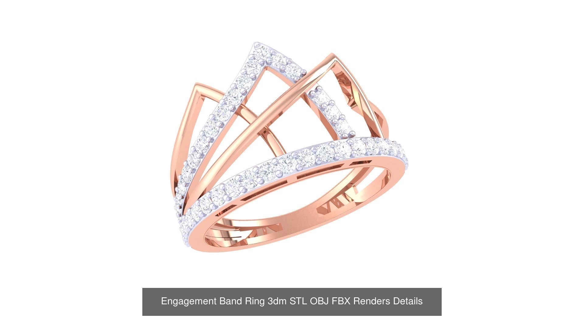 50 Engagement Band Ring 3dm STL OBJ FBX Render Detail Collection _25