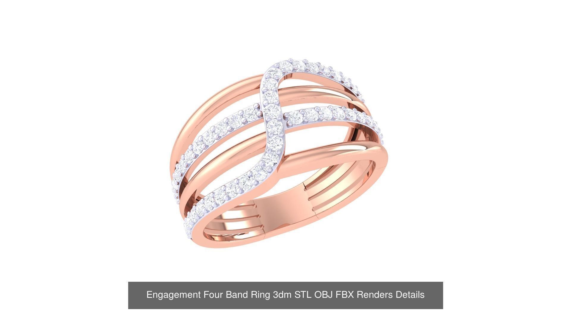 50 Engagement Band Ring 3dm STL OBJ FBX Render Detail Collection _16