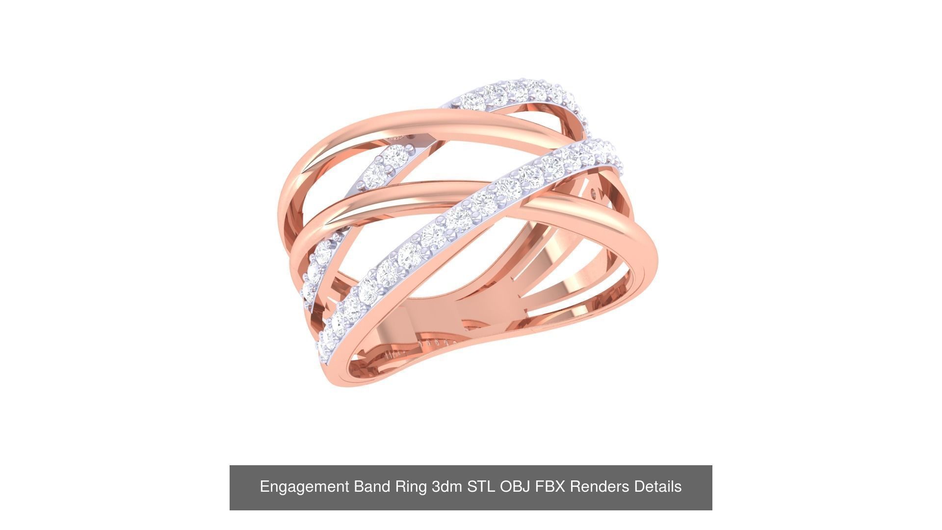 50 Engagement Band Ring 3dm STL OBJ FBX Render Detail Collection _27