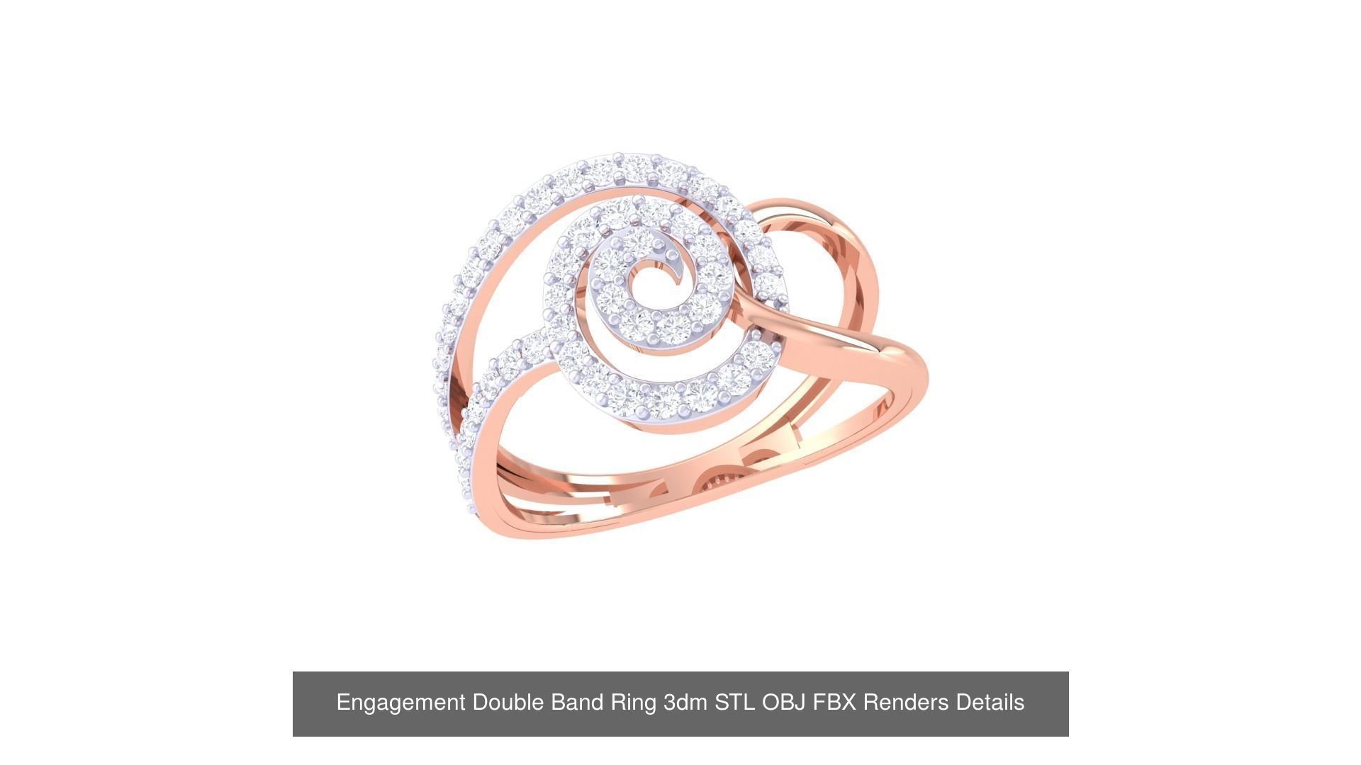 50 Engagement Band Ring 3dm STL OBJ FBX Render Detail Collection _22