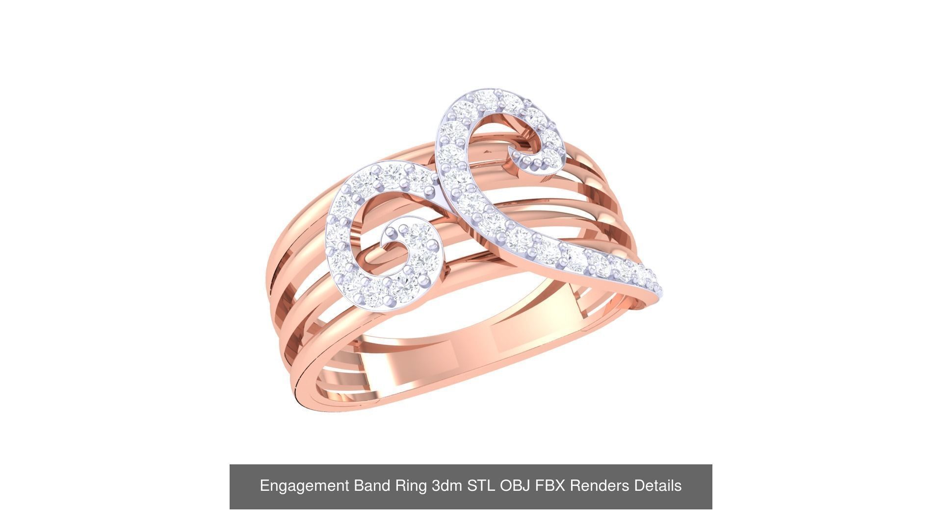 50 Engagement Band Ring 3dm STL OBJ FBX Render Detail Collection _18