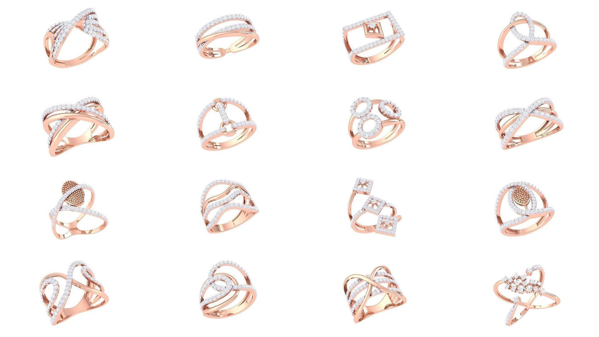 50 Engagement Band Ring 3dm STL OBJ FBX Render Detail Collection _3