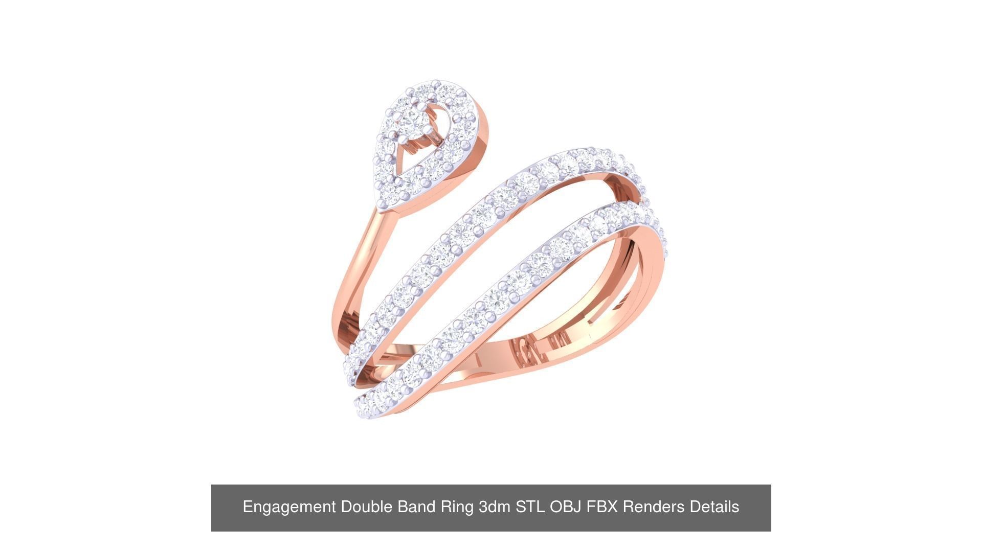 50 Engagement Band Ring 3dm STL OBJ FBX Render Detail Collection _28