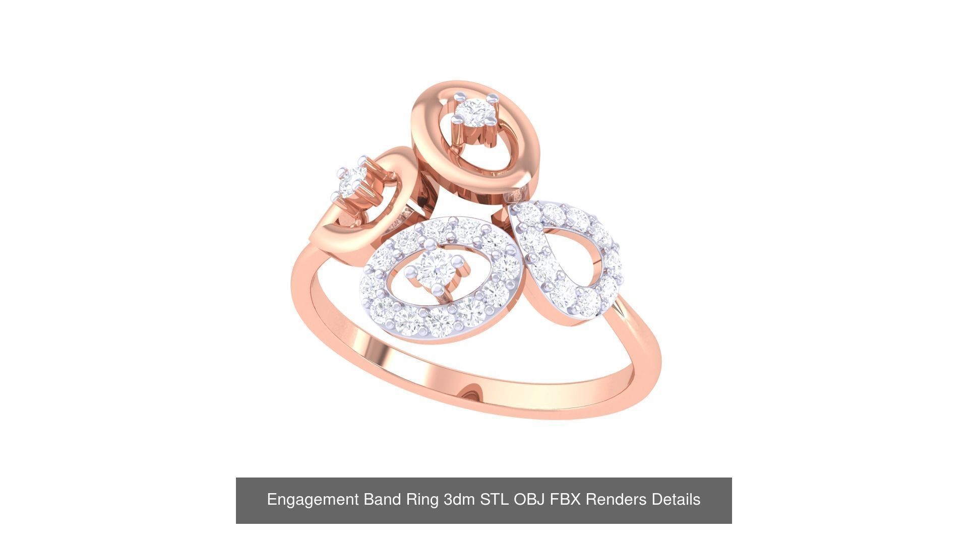 50 Engagement Band Ring 3dm STL OBJ FBX Render Detail Collection _10