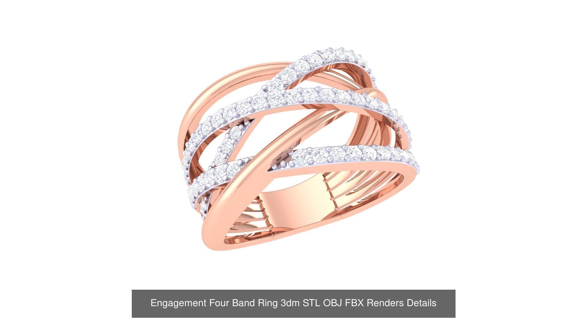 50 Engagement Band Ring 3dm STL OBJ FBX Render Detail Collection _38