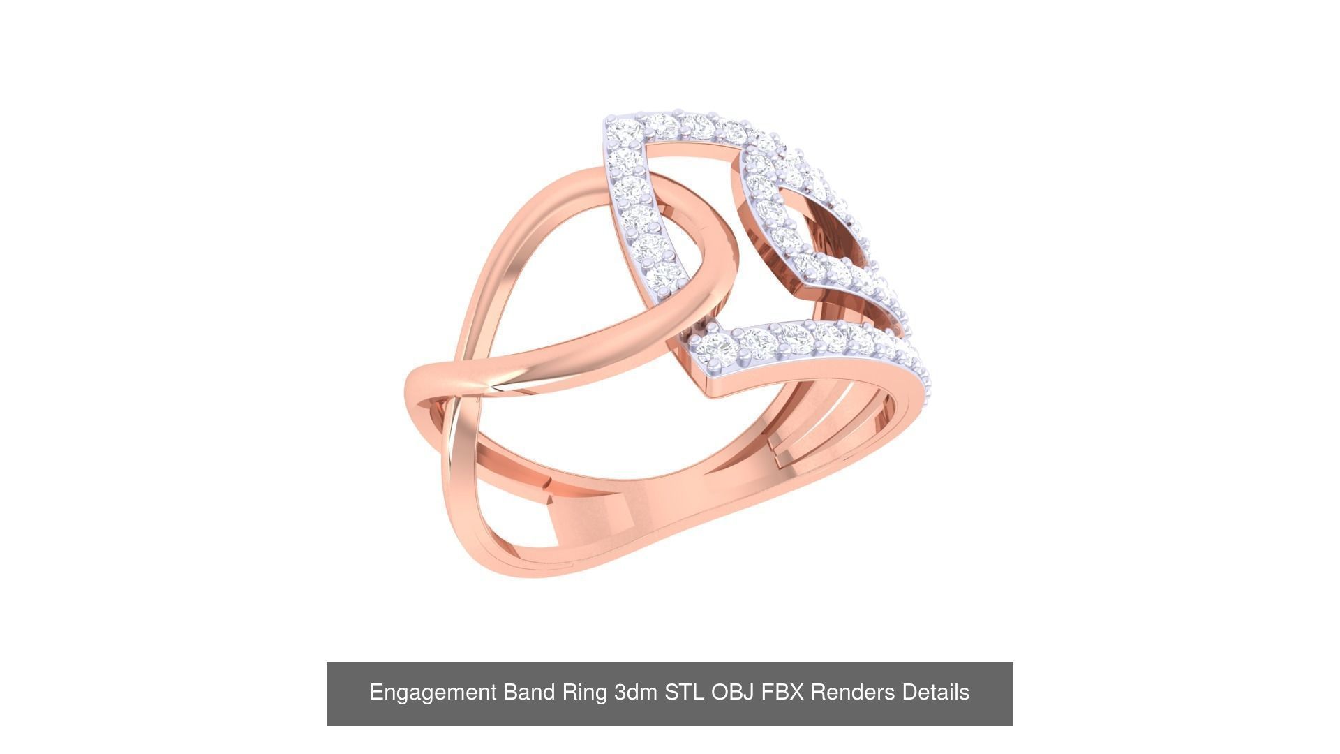 50 Engagement Band Ring 3dm STL OBJ FBX Render Detail Collection _21